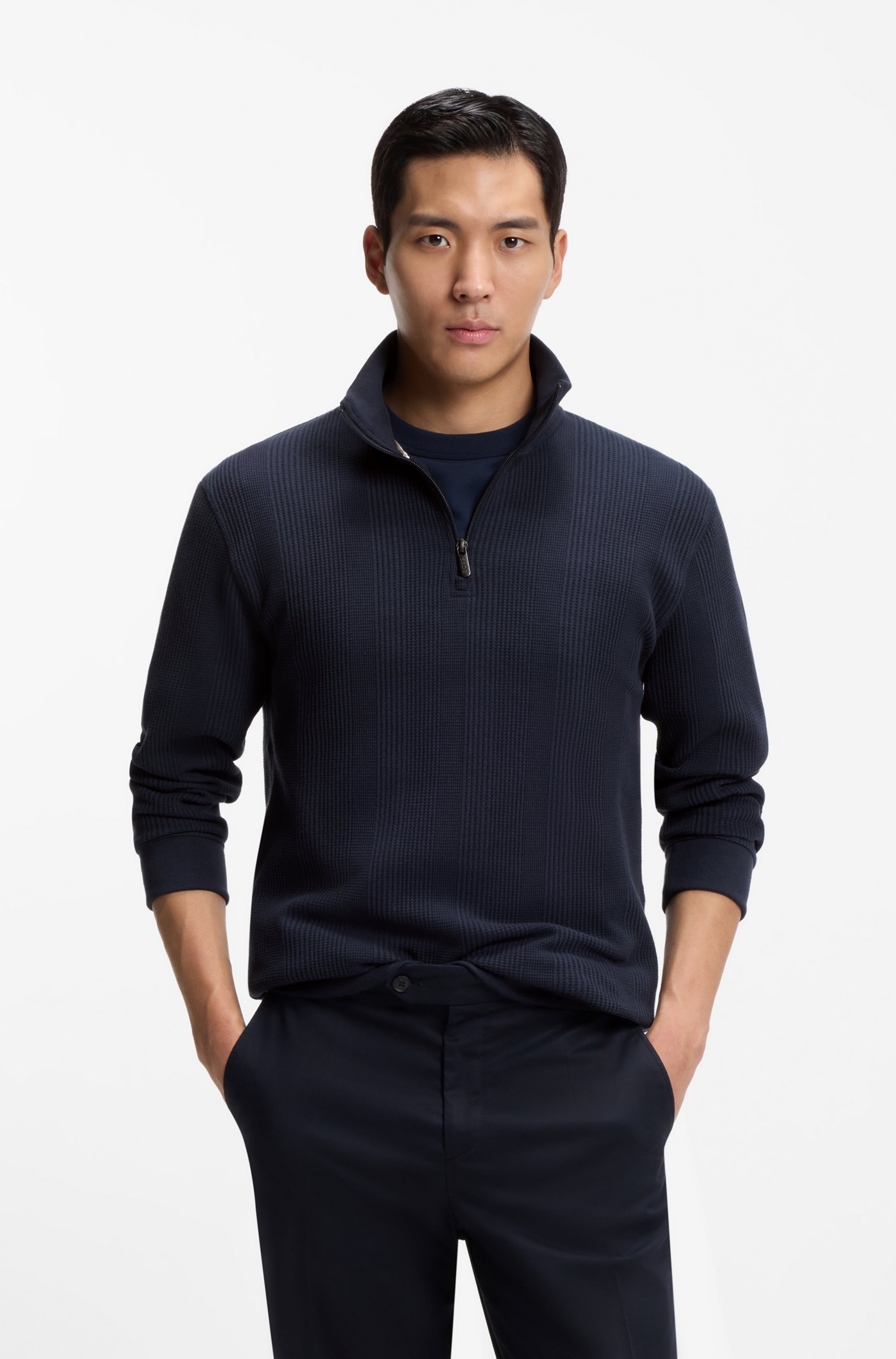 BOSS Sweatshirt "Structure 1/4 Zip", mit Stehkragen günstig online kaufen