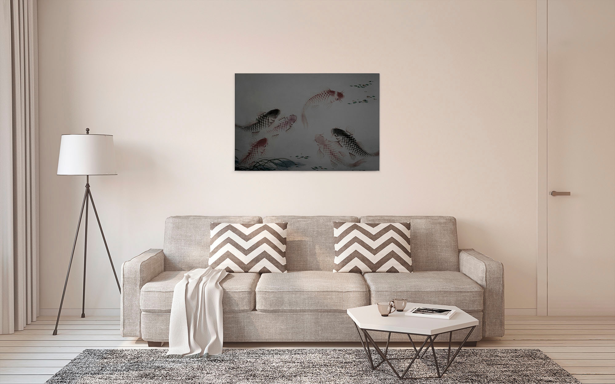 A.S. Création Leinwandbild »dancing kois«, Tiere, (1 St.), Keilrahmen Bild Fische Asiatisch Koi