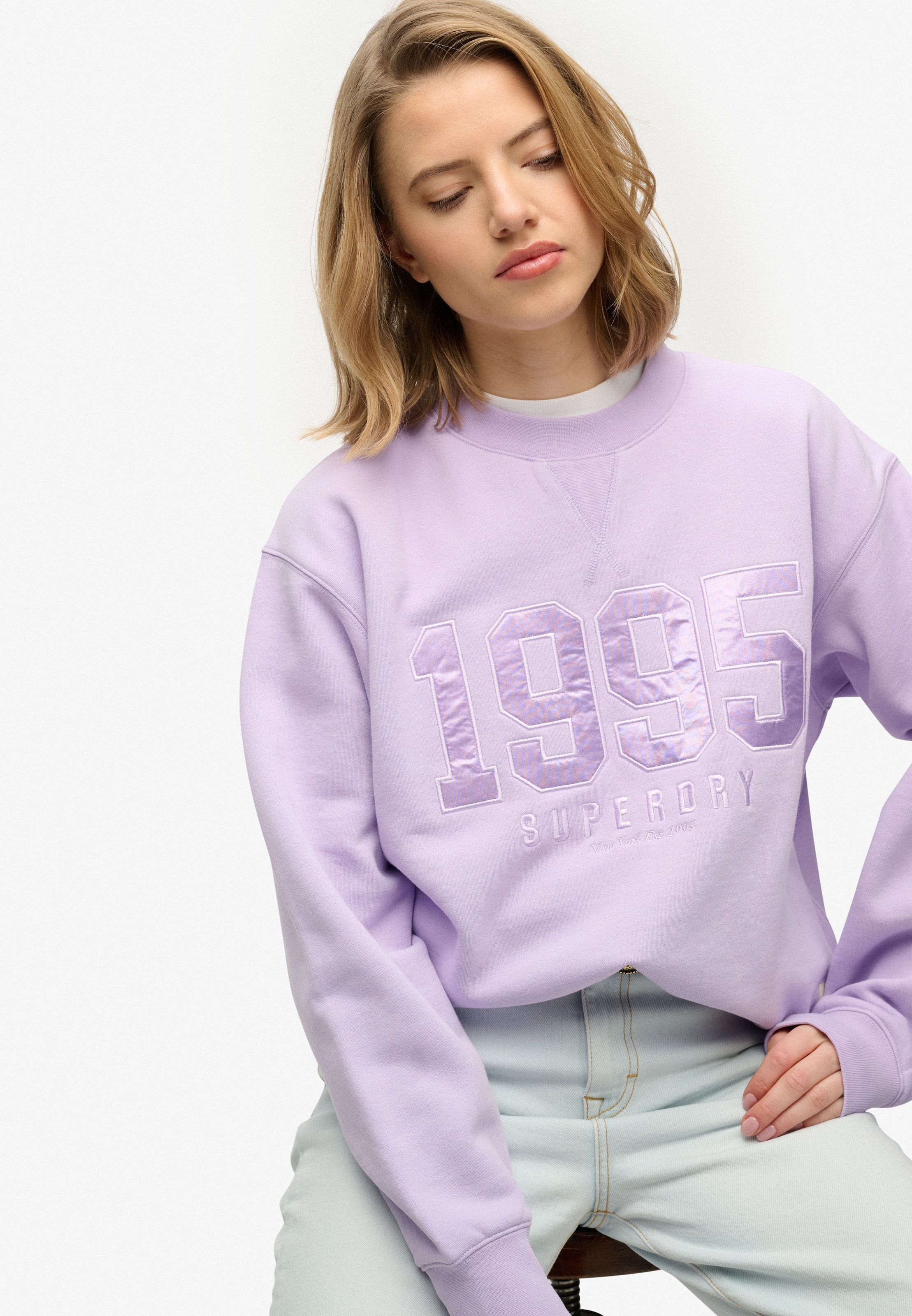 Superdry Sweatshirt »VARSITY SATIN APPLIQUE CREW«
