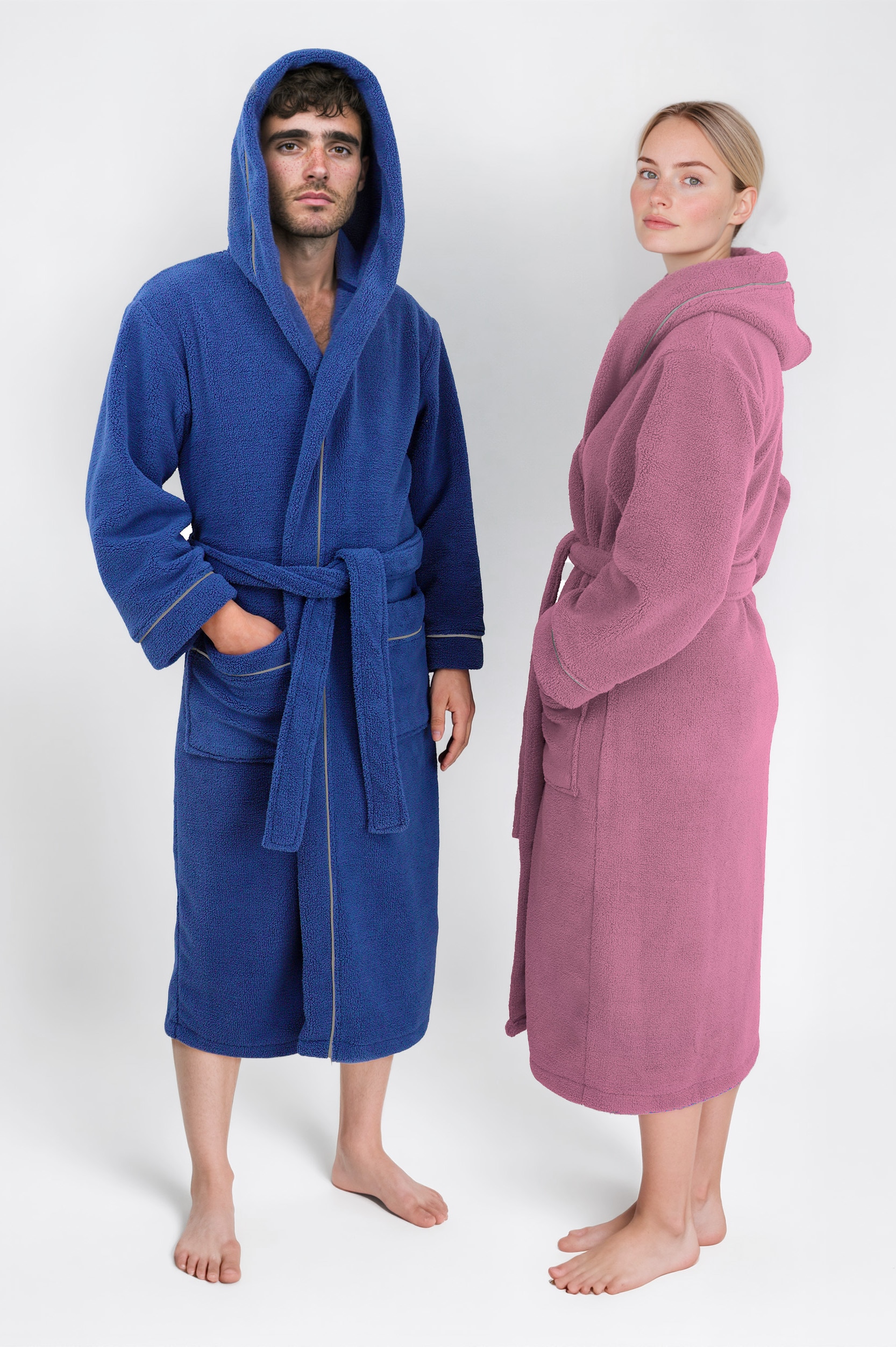 my home Unisex-Bademantel »Lillou, ideal für Sauna & Spa, Hotelbademantel, Morgenmantel«, (1 St.), kuschelig weicher Fleece, für Damen und Herren, XS-3XL