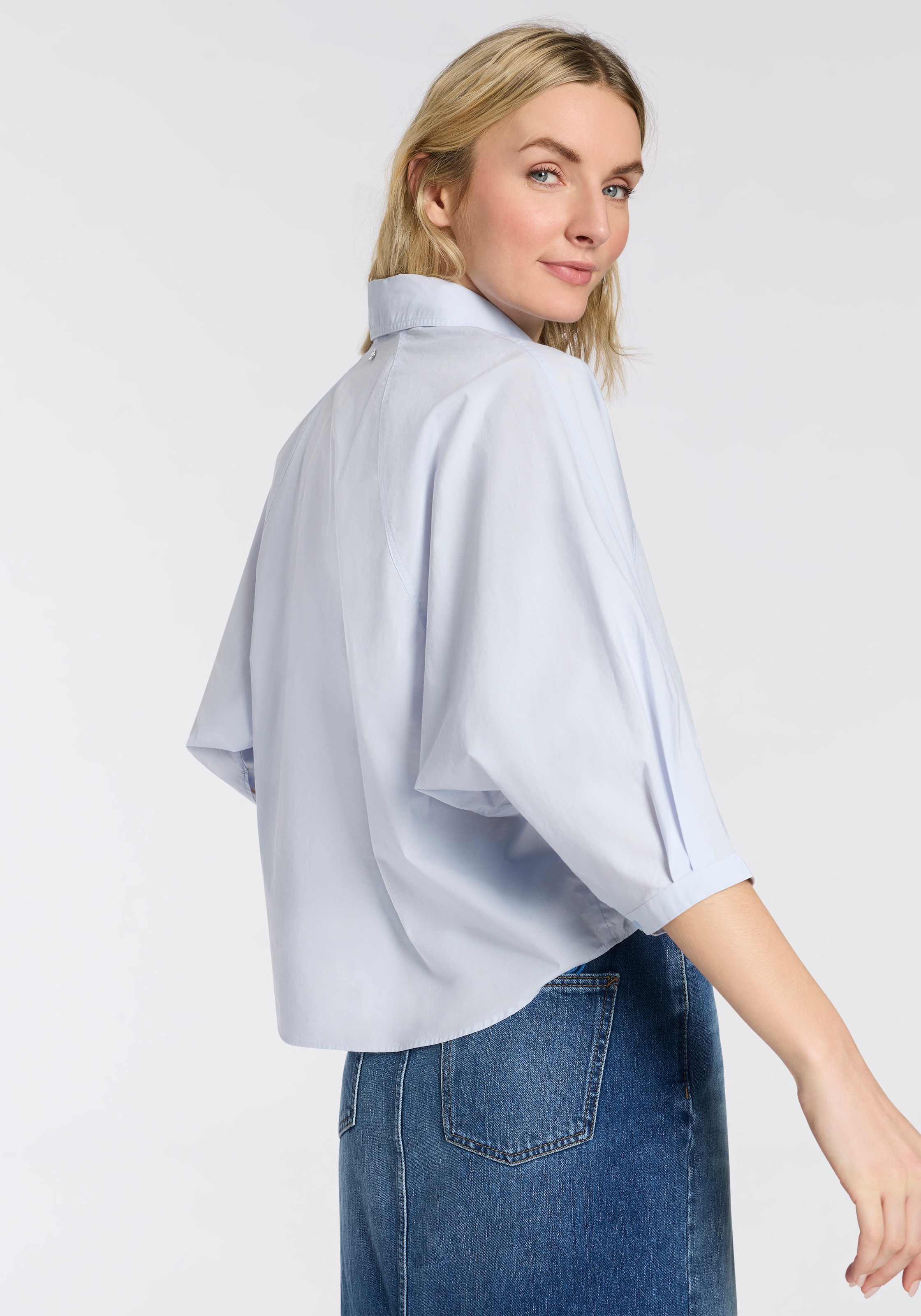 BOSS ORANGE Hemdbluse »Belenta Premium Damenmode« aus Baumwoll-Popeline, mit Kimonoärmeln