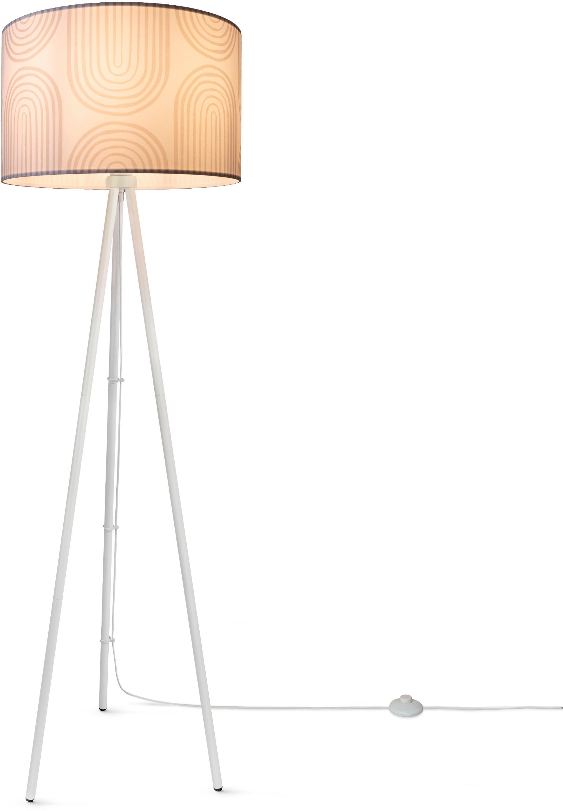 Stativ Mit BAUR Paco | Uni Stehleuchte im Sale Stehlampe Stoffschirm »Trina Home Pillar«, Wohnzimmer Dreibein Modern