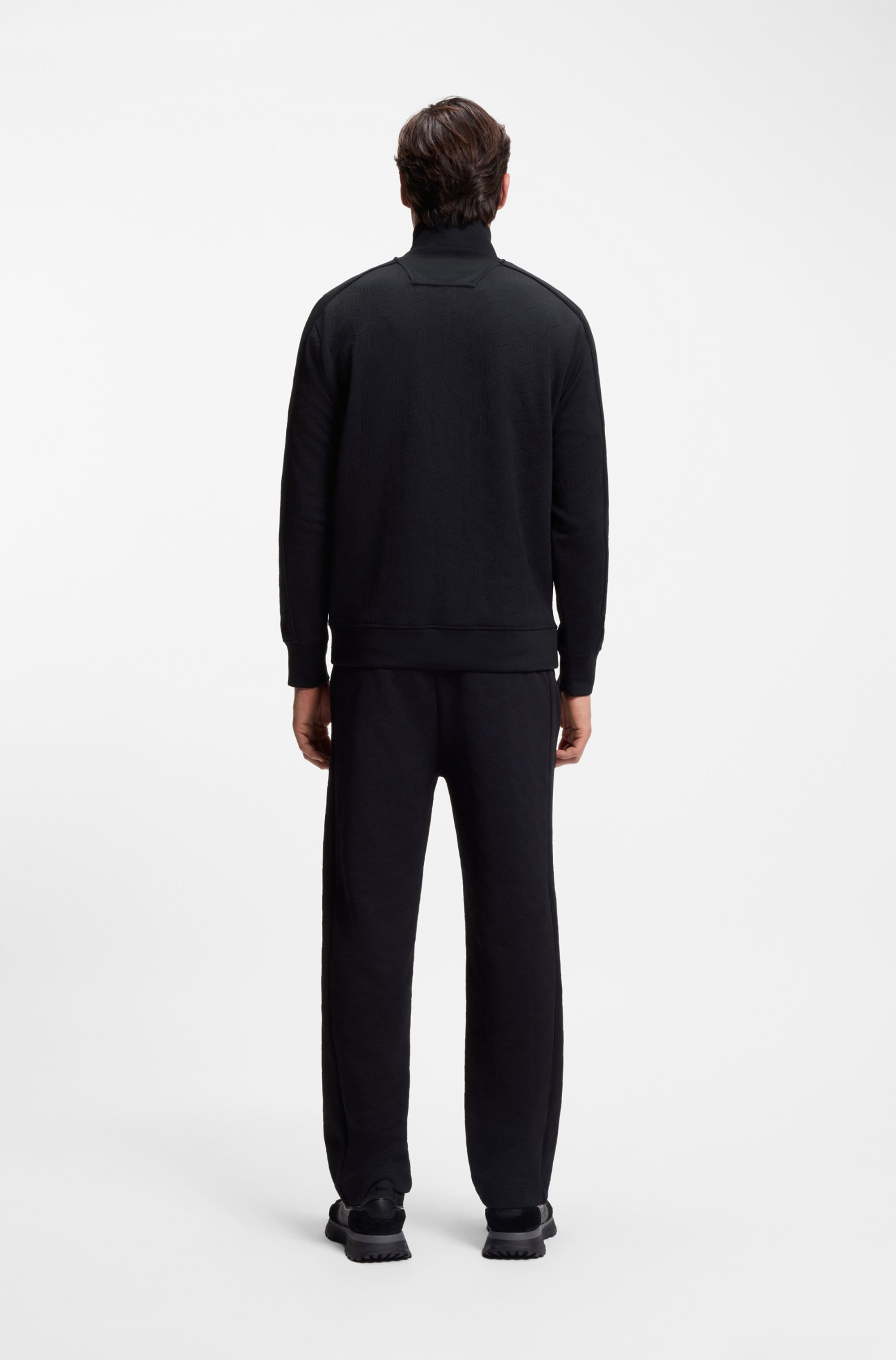 BOSS GREEN Sweatjacke »Mirror« Flachstrickkragen, regular fit, Reißverschluss, gesteppter Jacquard