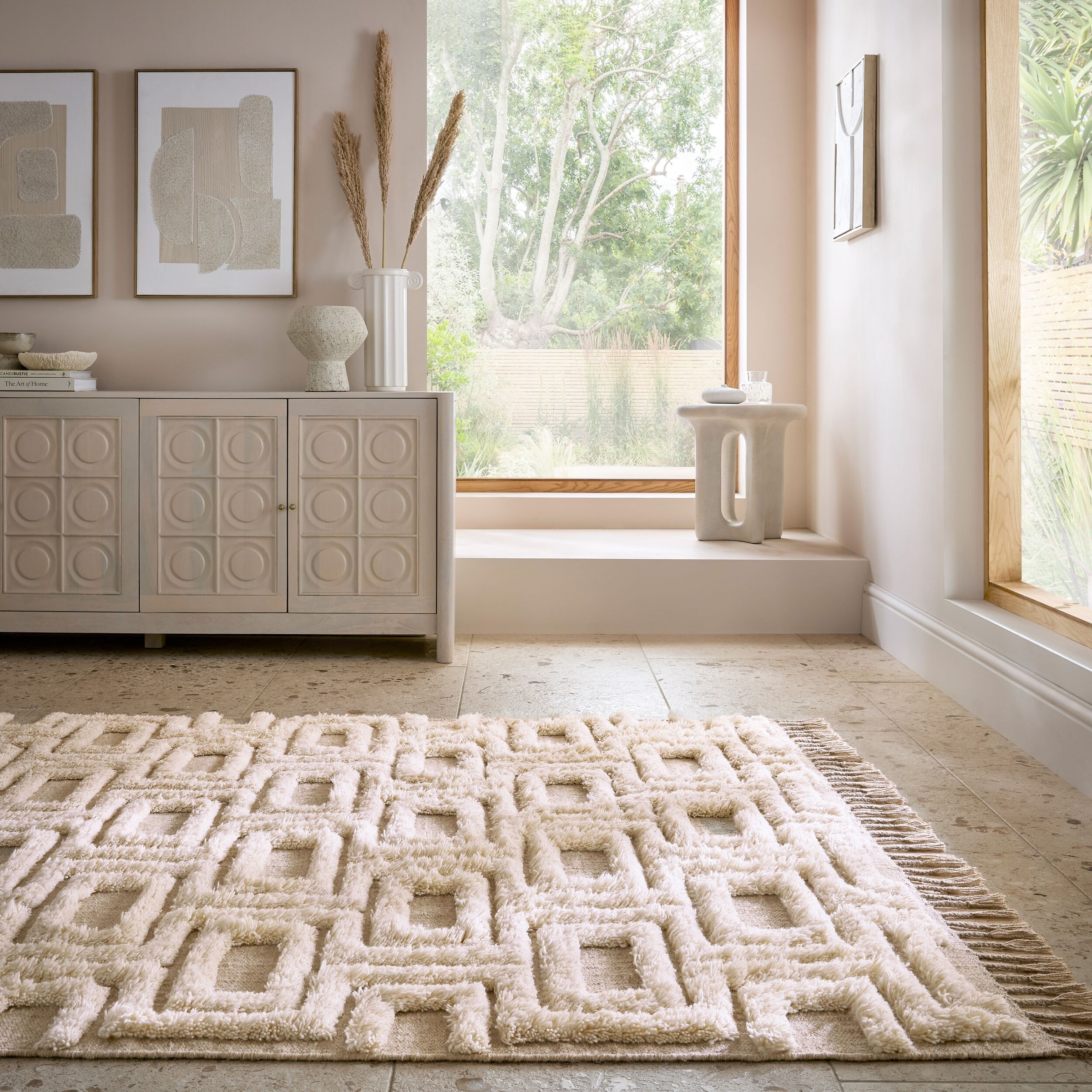 FLAIR RUGS Wollteppich "Greek Key" rechteckig 5 mm Höhe Shaggy Wolle günstig online kaufen
