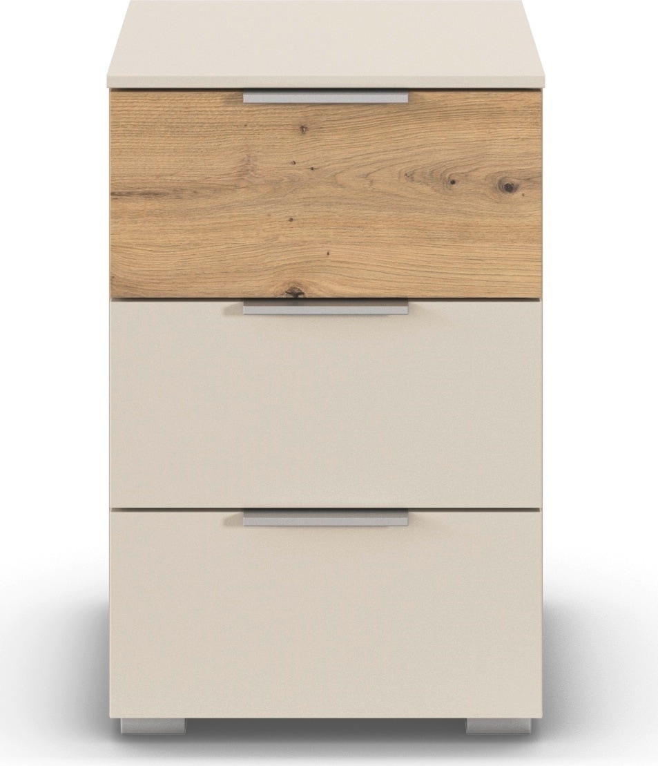 OTTO home Nachtkommode "Nachttisch Nachtschrank Schubladen Sideboard Schubladenkommode ASTANA" Breite 40 cm / Höhe 61 cm, mit 3 geräumigen Schubladen, Kantengriff in Alufarben MADE IN GERMANY