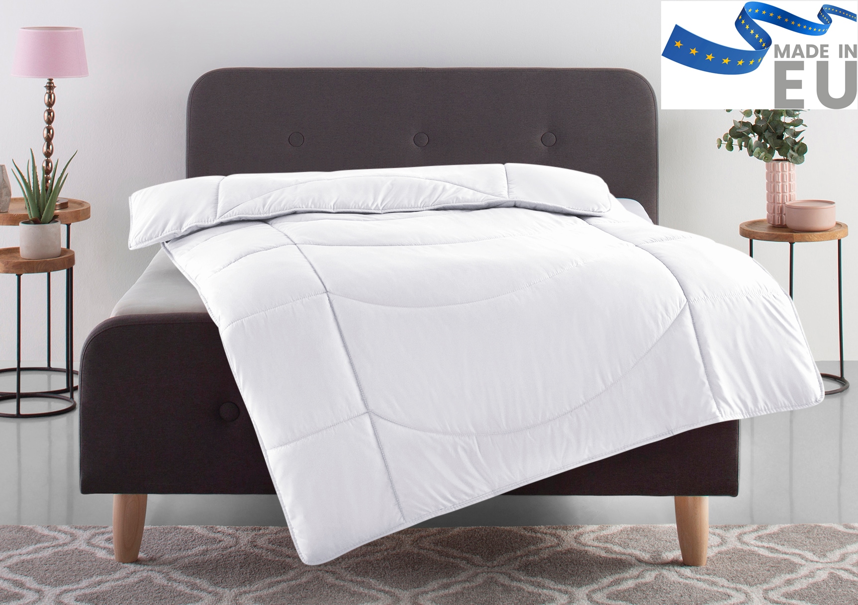 OTTO home Microfaserbettdecke "Microlux, Bettdecke 135x200 cm und Übergrößen bis 240x220cm" normal Füllung Feuchtigkeitsregulierende 3D Klimafaser (Polyester) 1 Stk. tlg. fest versteppter Bezug - keine Bettwäsche nötig, Sommer, Winter