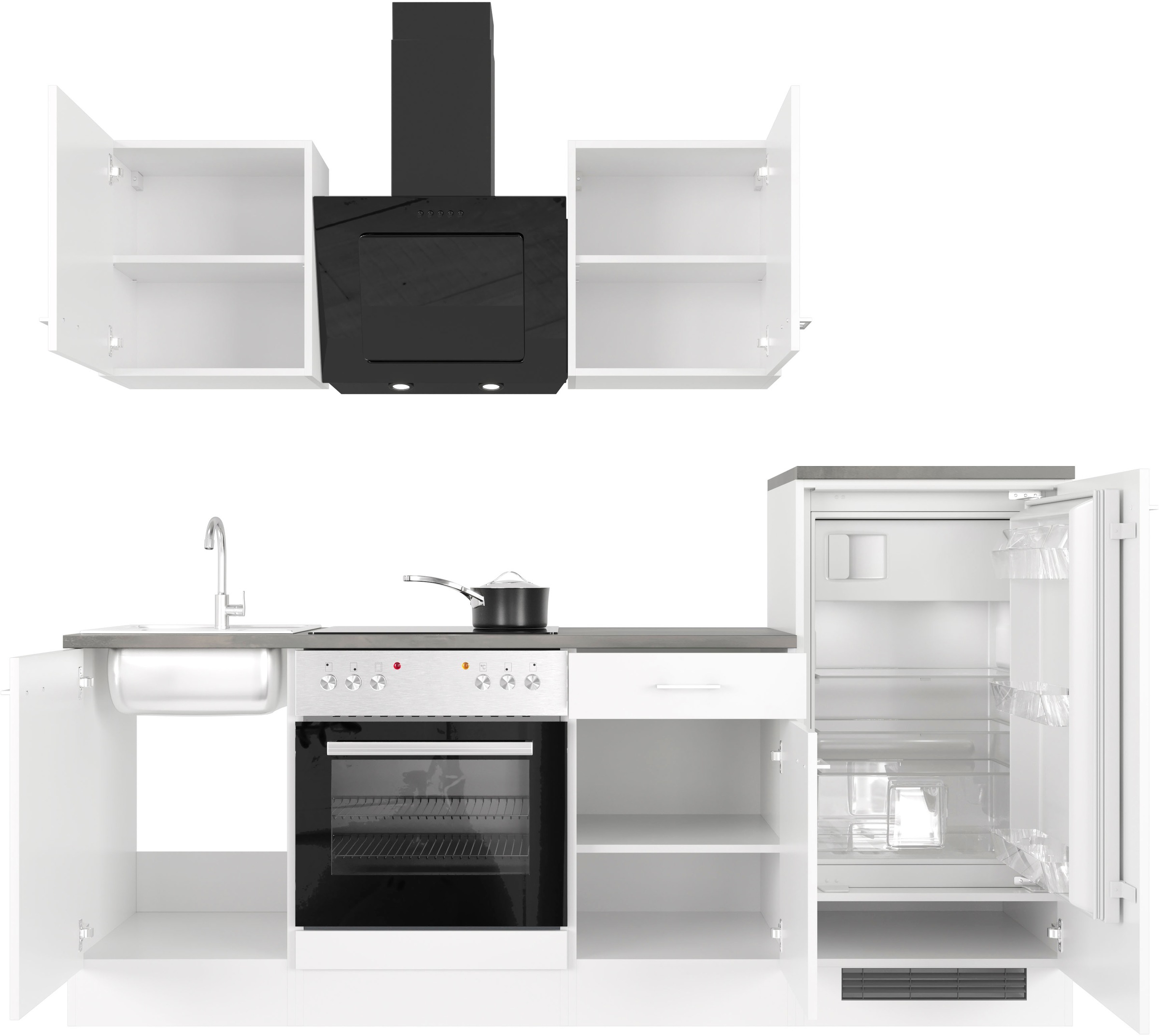 Flex-Well Küchenzeile »Lucca«, mit E-Geräten, Breite 220 cm, in vielen Farbvarianten erhältlich