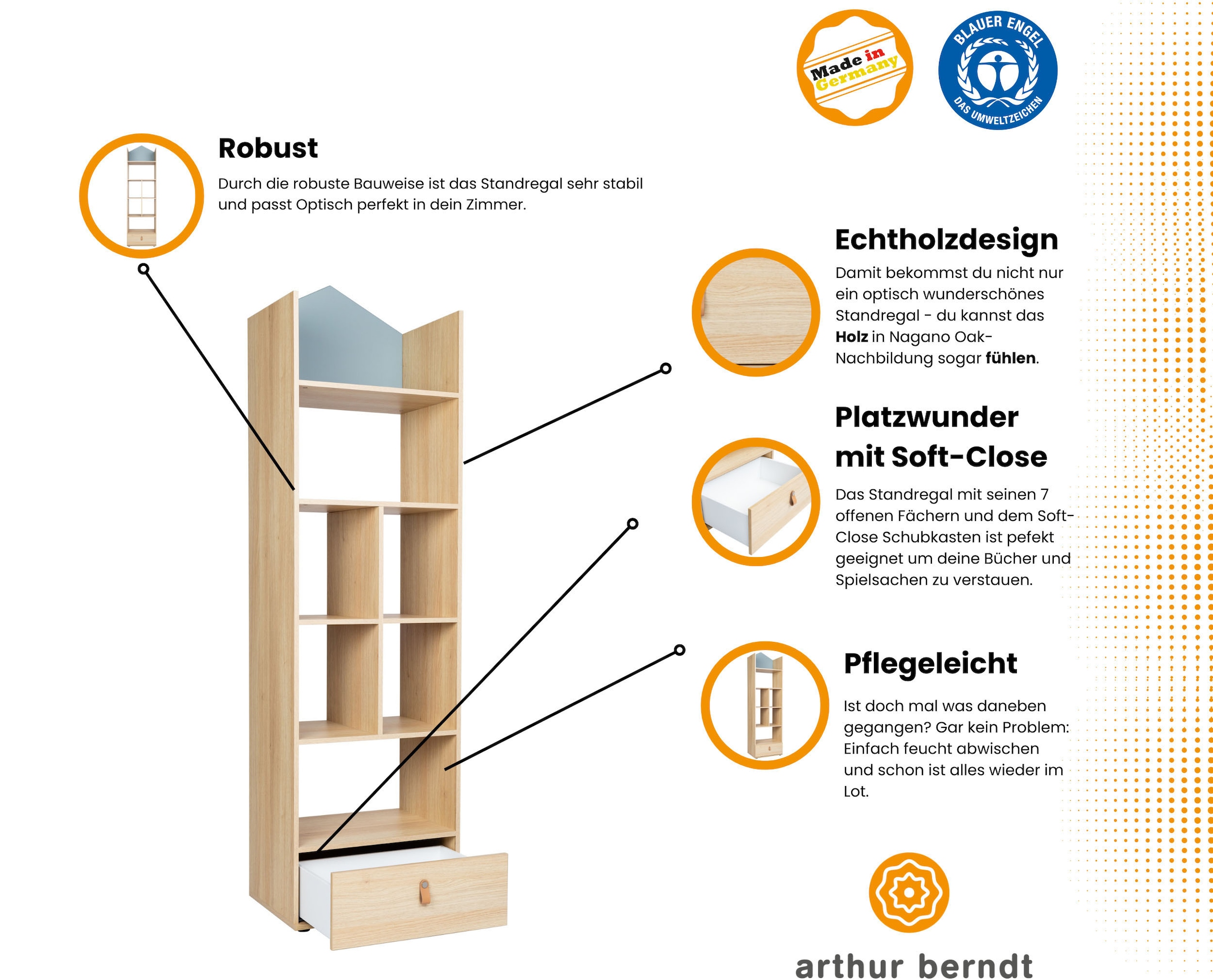 arthur berndt Standregal »Standregal »Roofy««, (1 St.), Self-Soft-Close Funktion