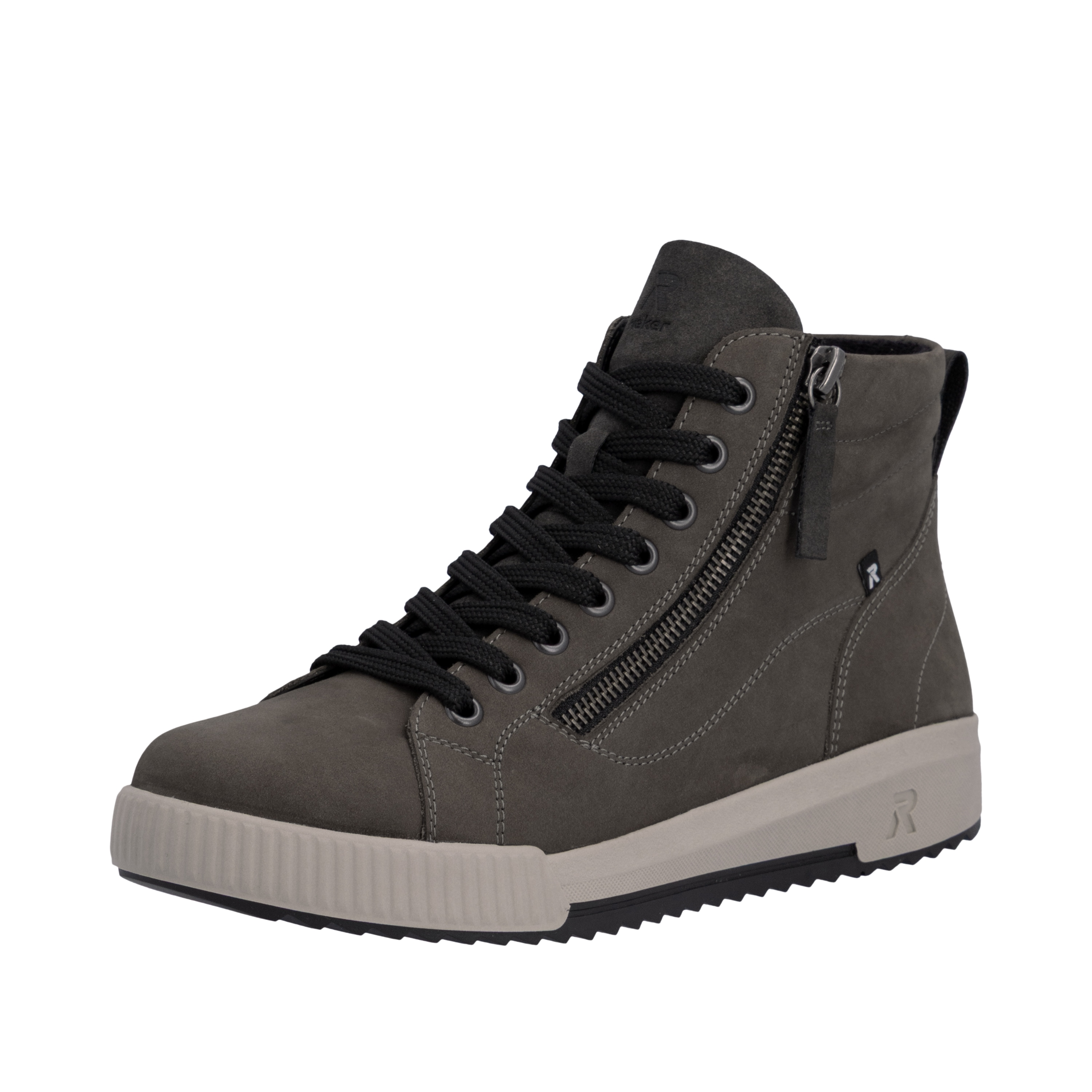 RIEKER Sport Schnürboots Stiefelette, High Top Sneaker, Freizeitboots mit Reißverschluss