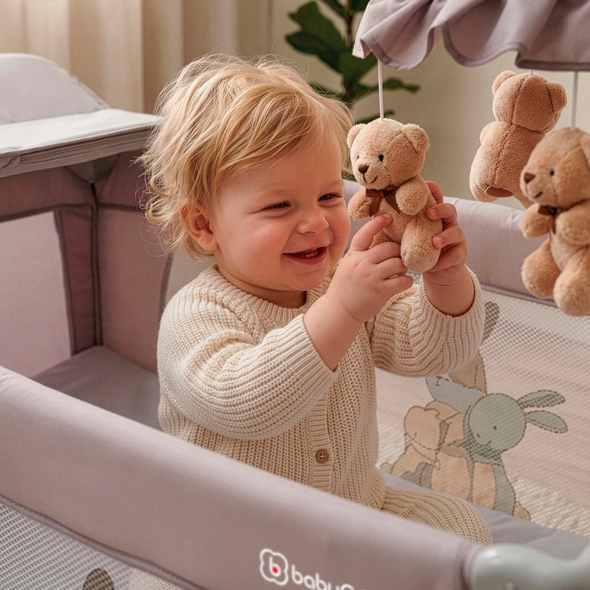 BabyGo Baby-Reisebett »Sleeper Deluxe, beige« mit Musik-Mobile