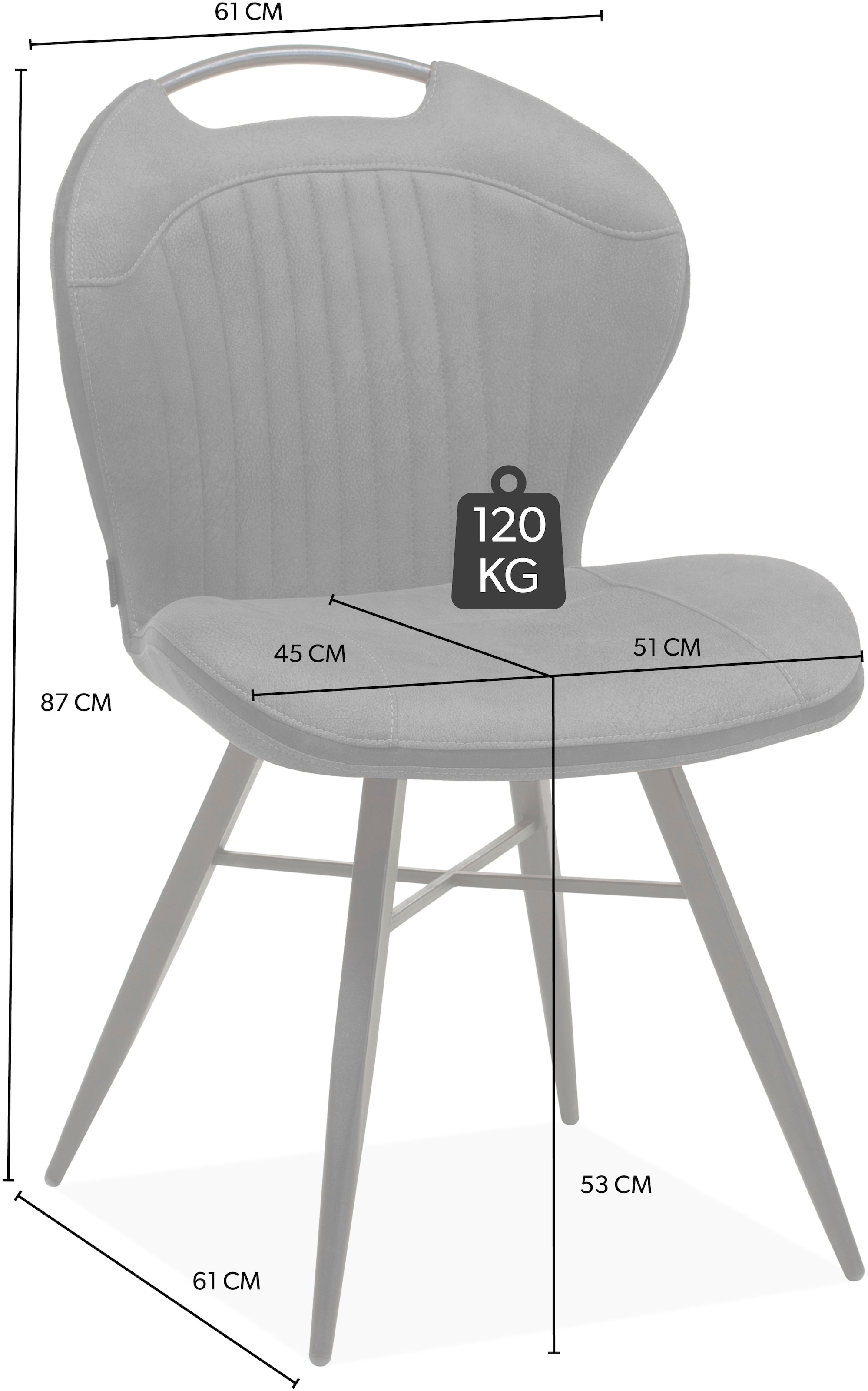 OMG Design Esszimmerstuhl »Mace«, (Set), 2 St., Stoff, Lederoptik, pflegeleicht, mit praktischem Griff
