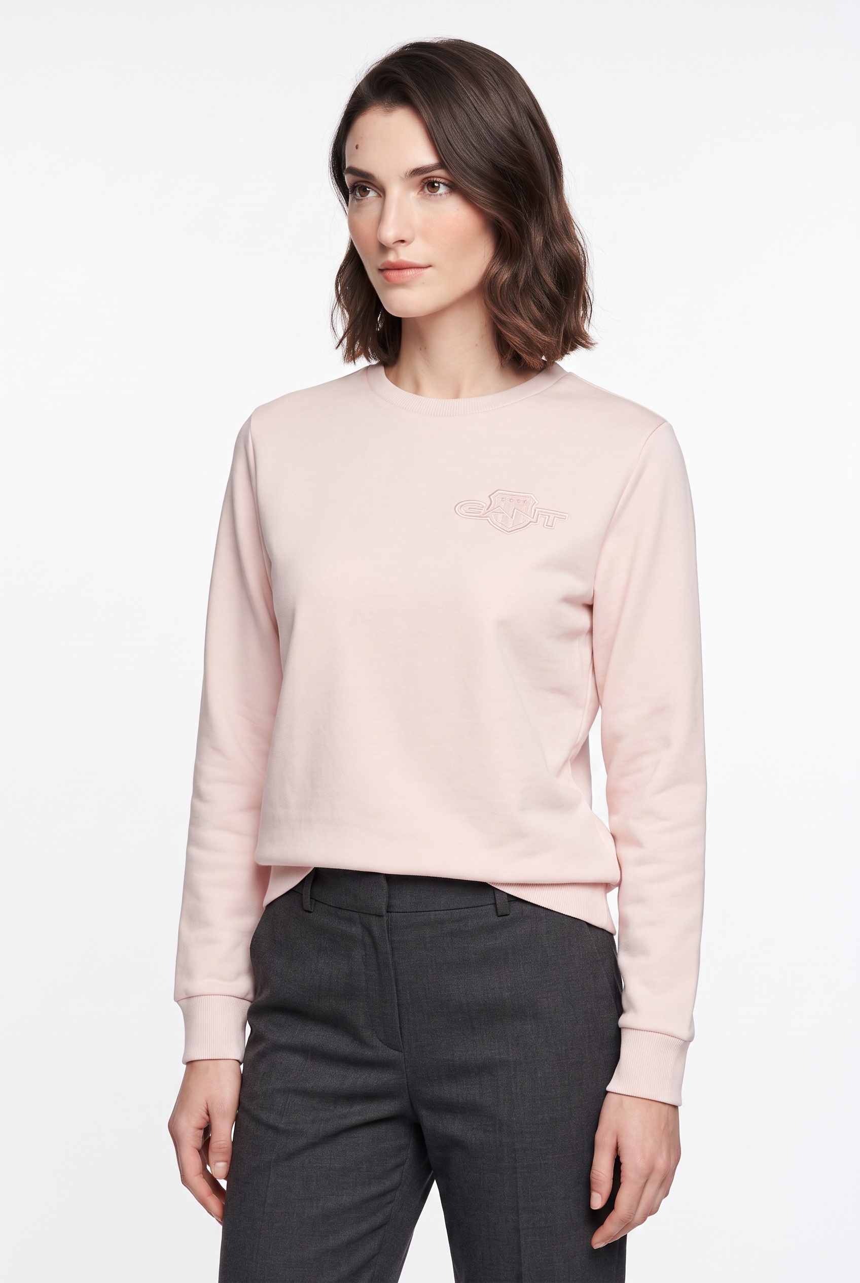 Gant "REG TONAL SHIELD C-NECK SWEAT", Ton in Ton Stickerei, Rundhals