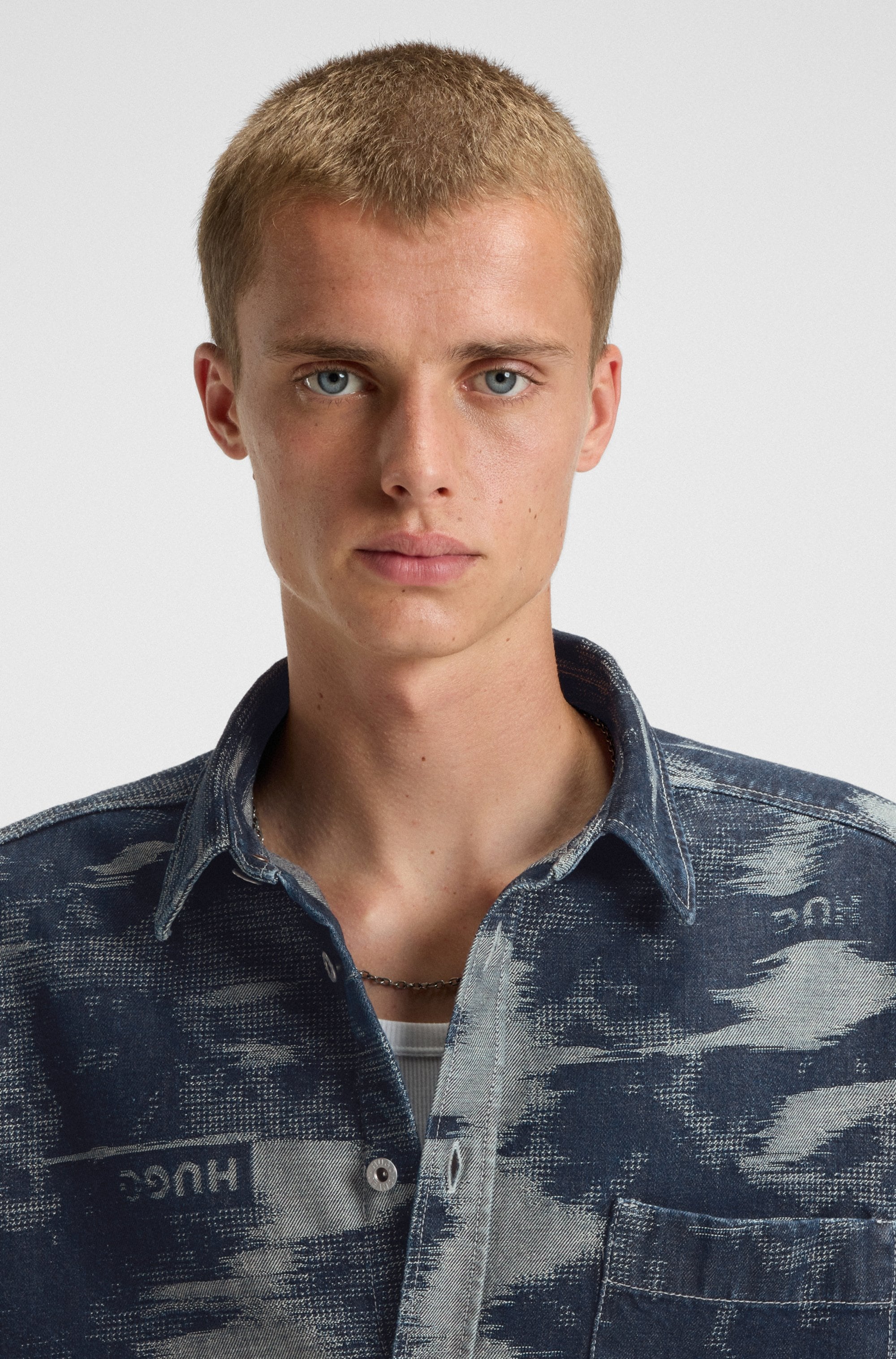 HUGO Blue Langarmhemd »Ebalto«, Kentkragen, oversize fit, Jacquard-Muster