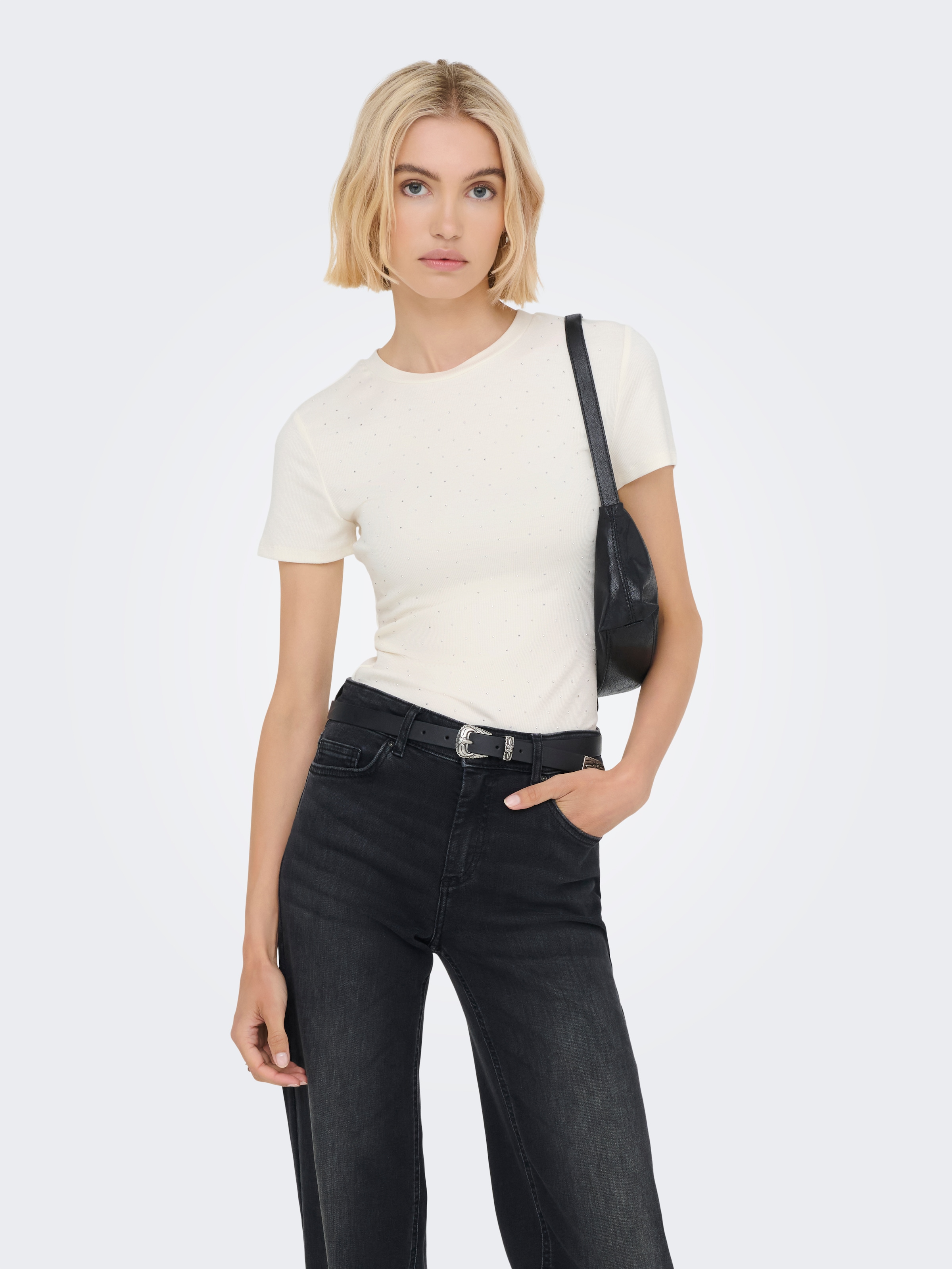 ONLY Kurzarmshirt "ONLARNHEM S/S RHINESTONE TOP JRS" günstig online kaufen