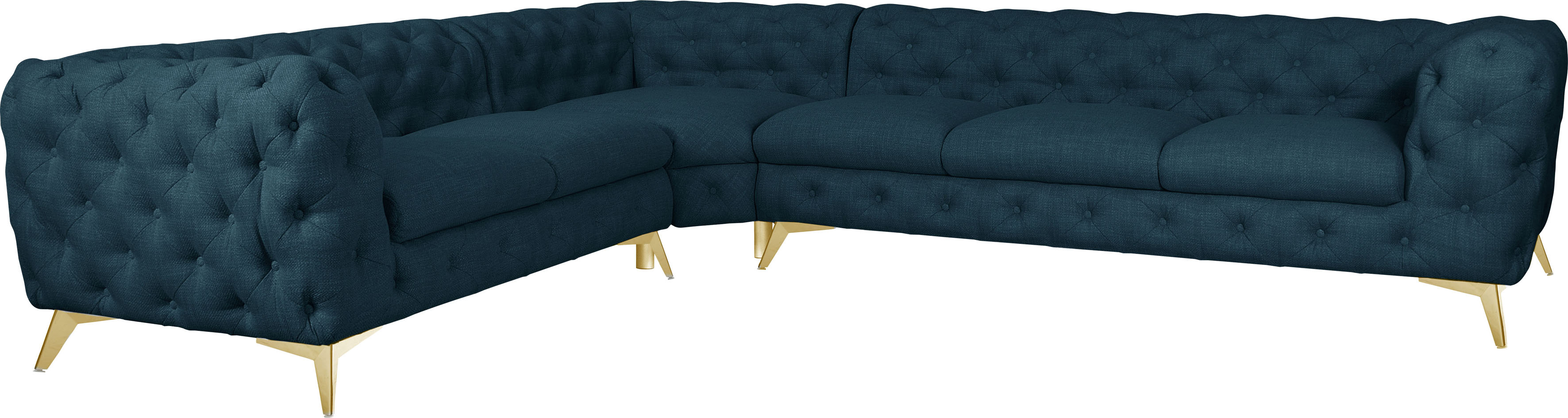Thumbnail - Leonique Chesterfield-Sofa "Ecksofa GLYNIS L-Form mit Wellenunterfederung, Maße B/T/H 323/264/75cm" aufwändige Knopfheft...
