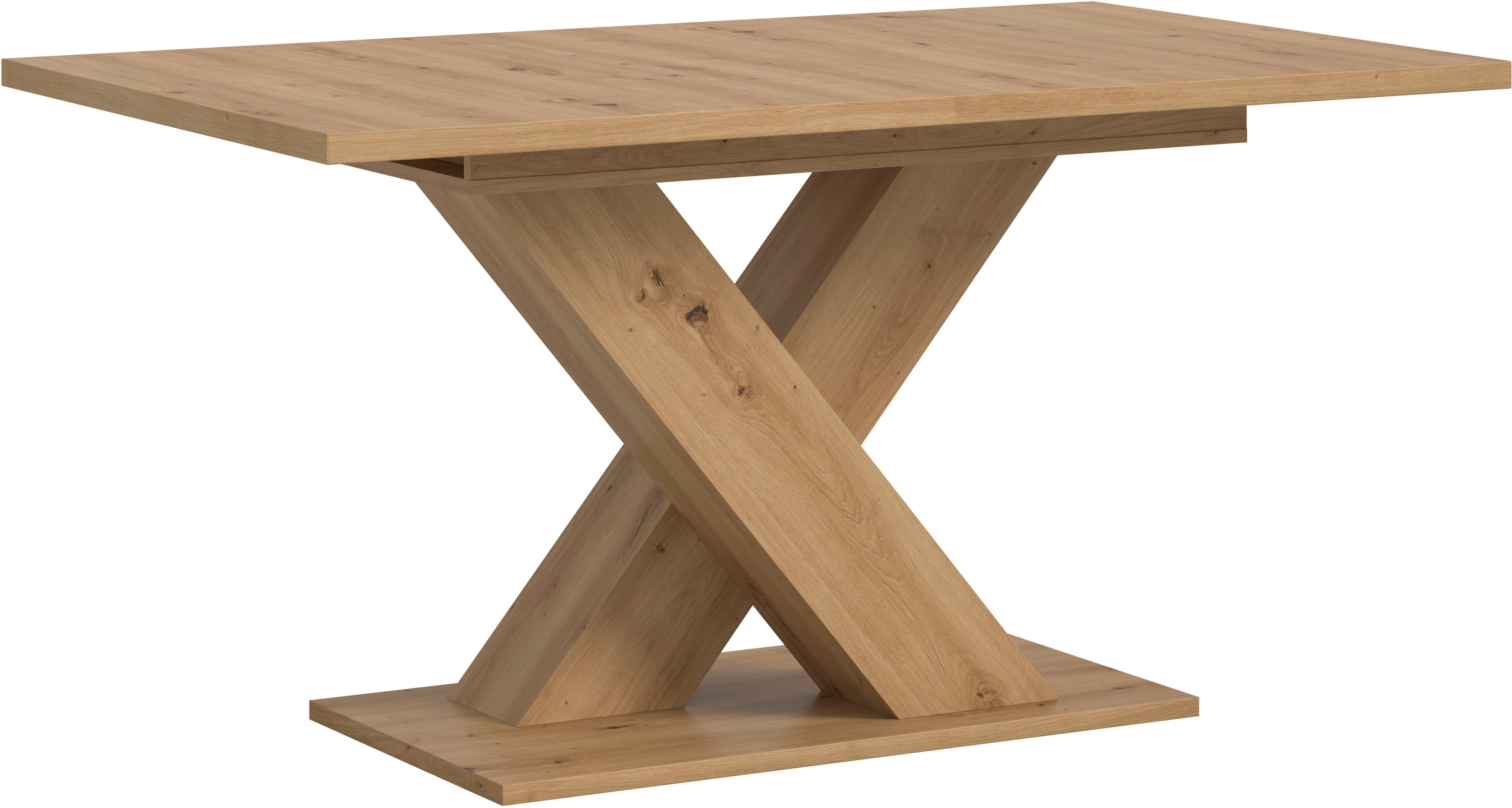 Home affaire Esstisch "Motus, ausziehbar 150 -190 cm, inklusive 40 cm Einlegeplatte" Set, 1 Stk. tlg. X-Gestell mit Bodenplatte, Tisch, Küchentisch, Esszimmer, Küche