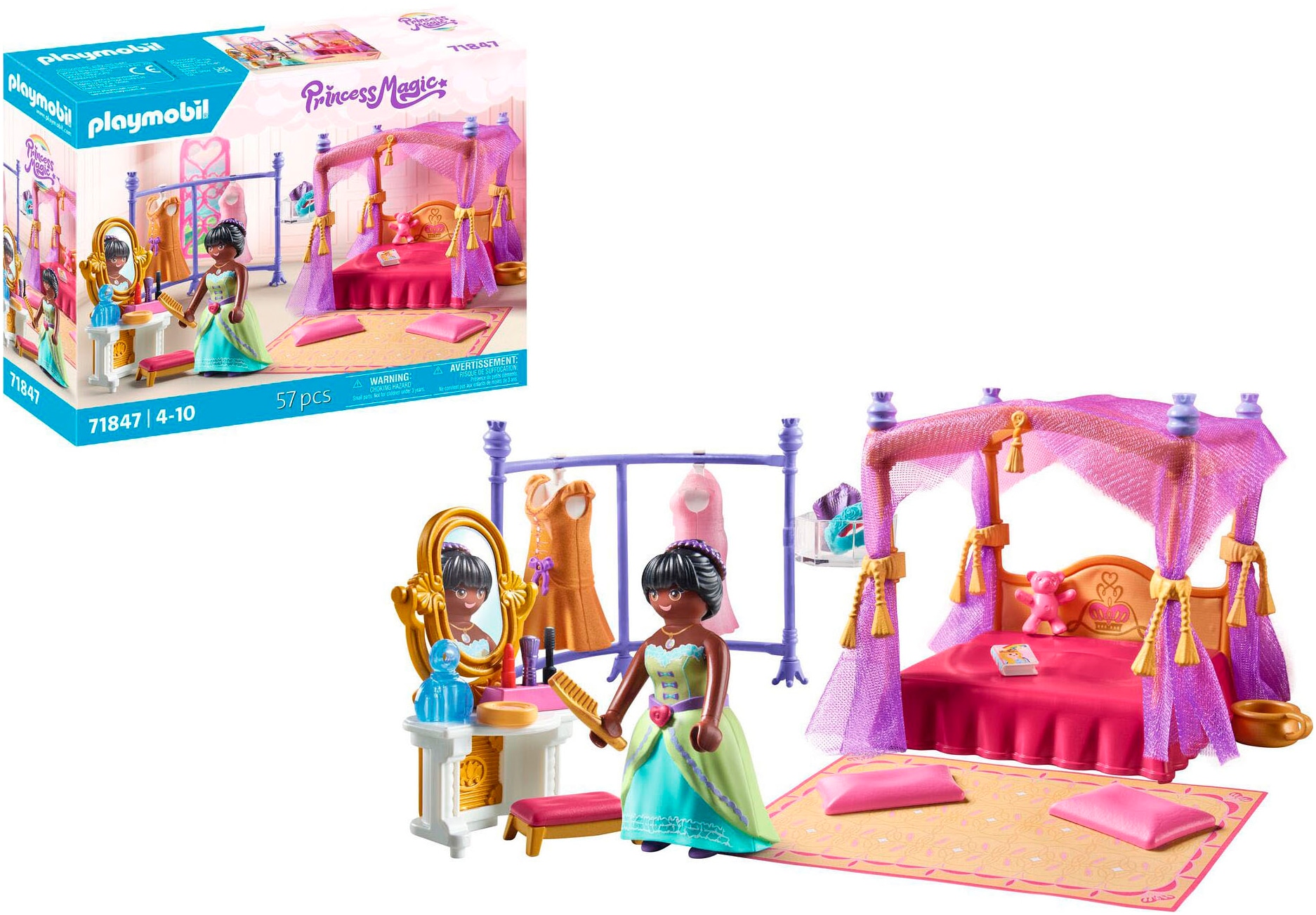 Playmobil® Konstruktions-Spielset »Prinzessinnen-Schlafzimmer mit Ankleide (71847), Princess Magic«, (57 St.), Made in Europe