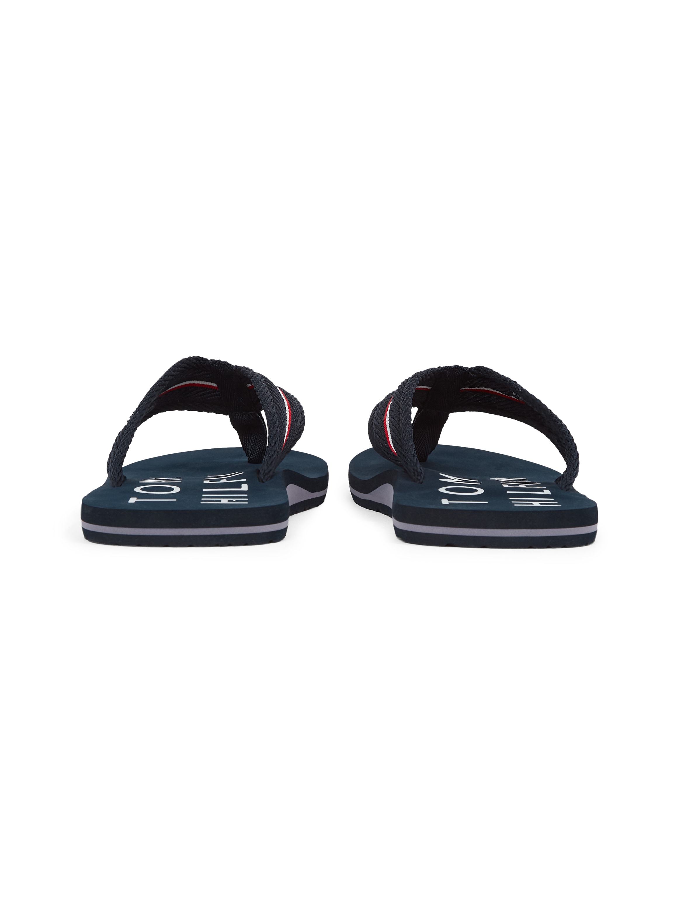 Tommy Hilfiger Zehentrenner »TOMMY HILFIGER WEB BEACH SANDAL«, Dianette, Sommerschuh, Badeschuh mit Logoschriftzug