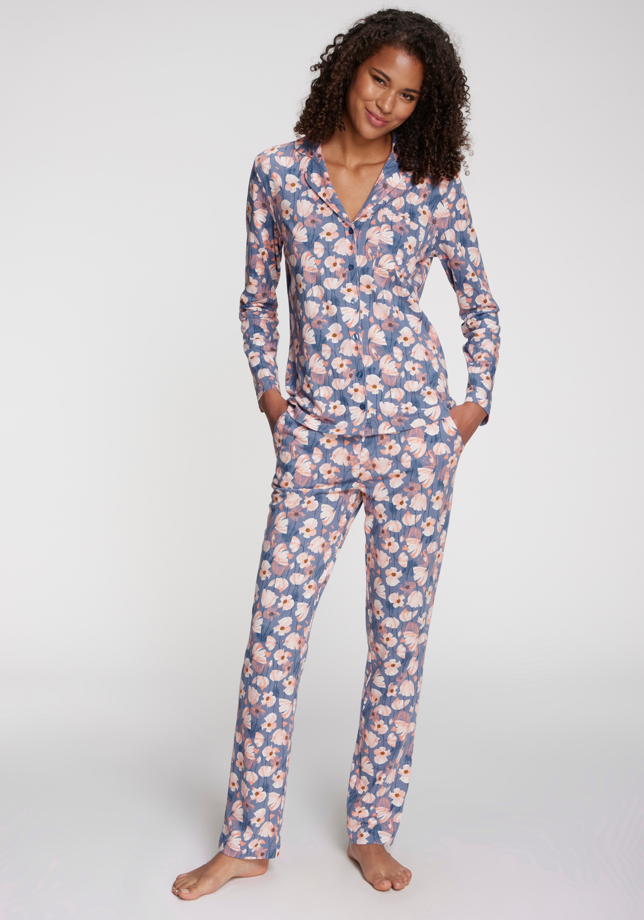 Vivance Dreams Pyjamaoberteil, mit schönem Allover-Muster