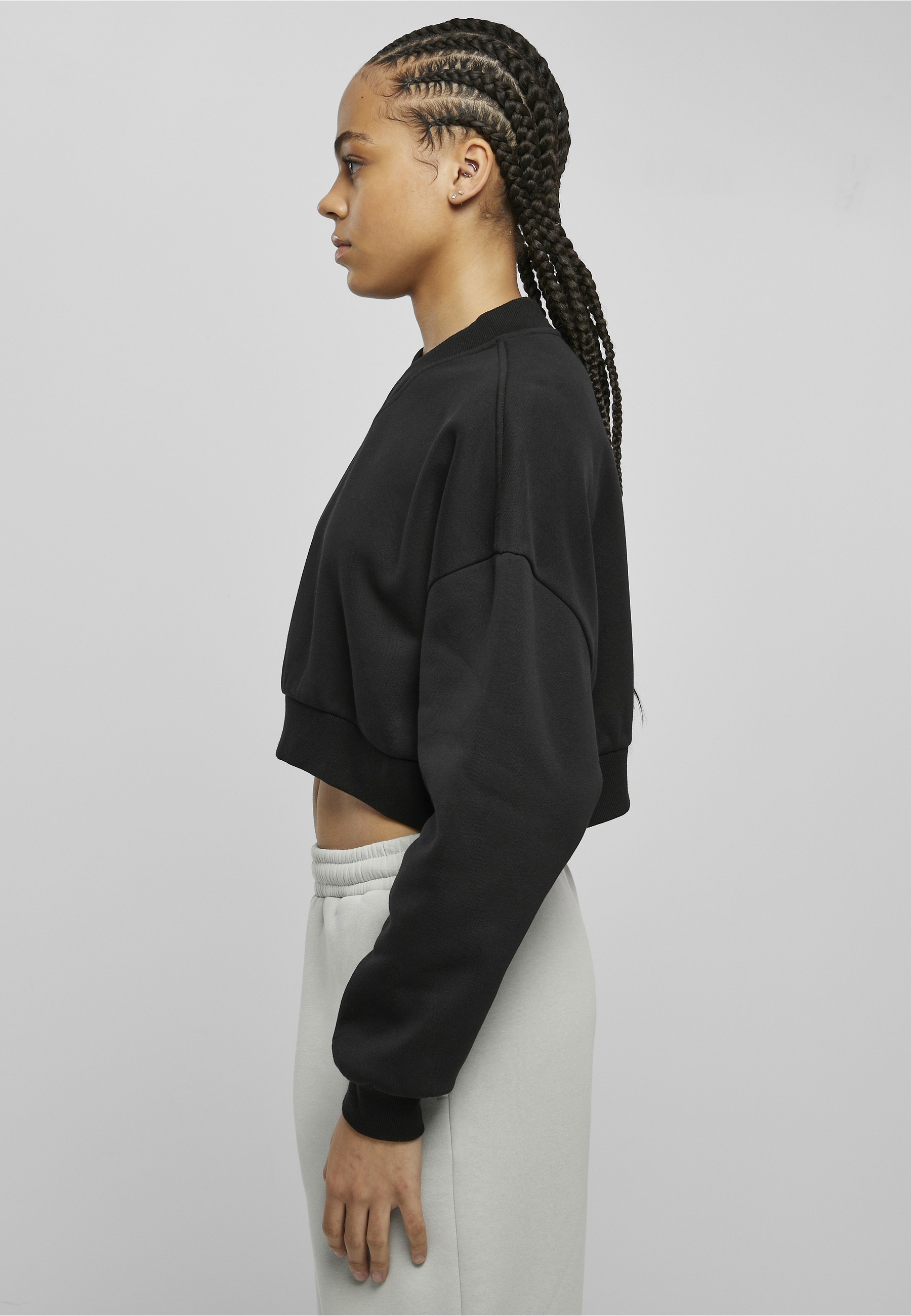 URBAN CLASSICS Sweater »Urban Classics Damen Ladies Cropped V-Neck«

