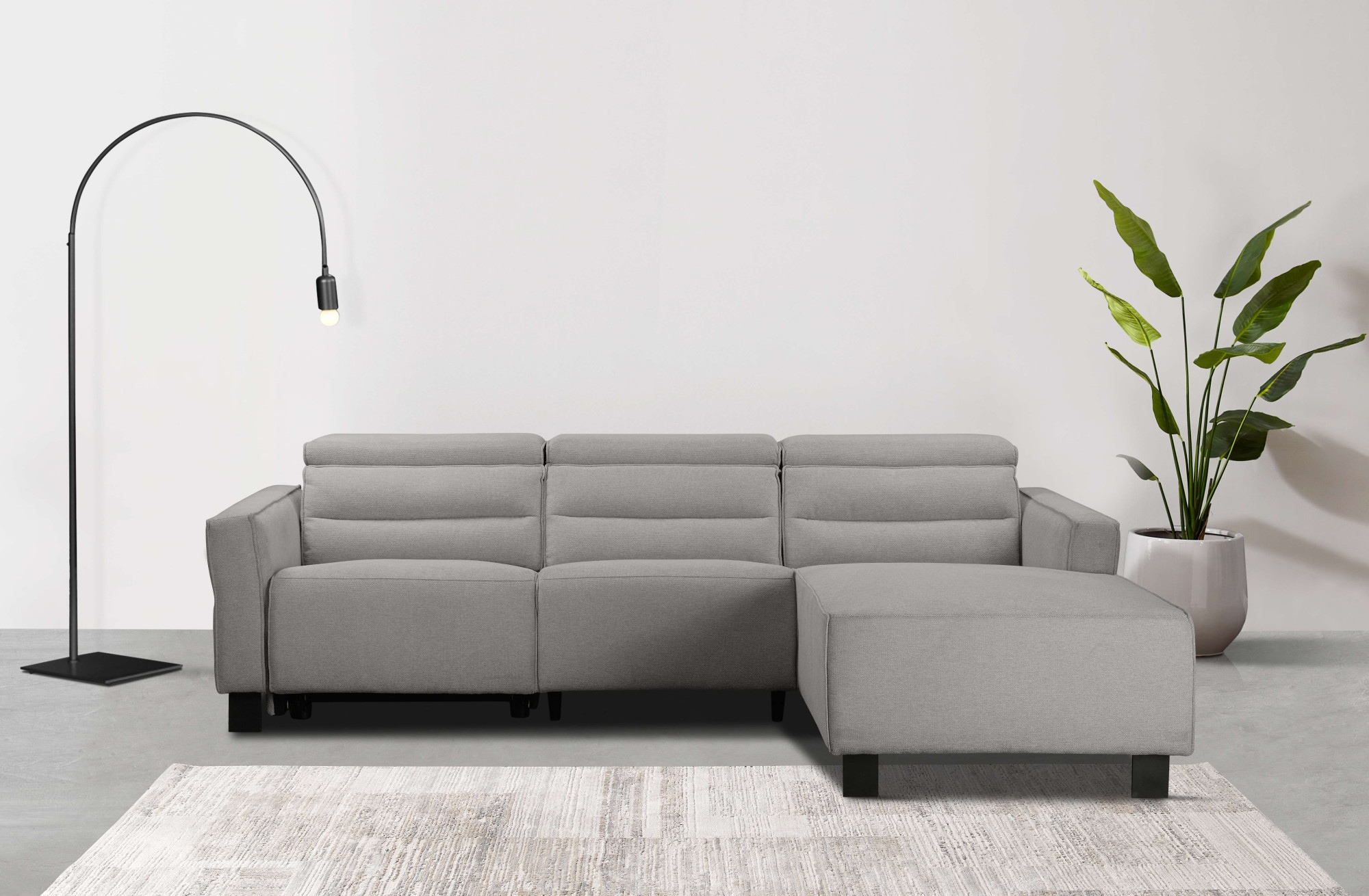 Places of Style Ecksofa »Carpari, L-Form, 263 cm, manuelle o. elektrische Relaxfunktion,«, USB A/C und Kopfteilverstellung