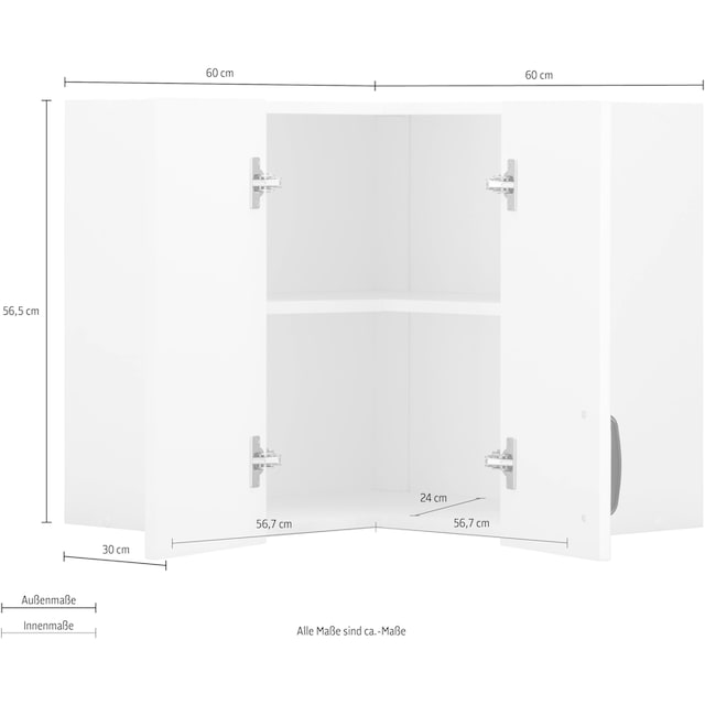 wiho Küchen Eckhängeschrank »Erla«, 60 cm breit mit Kassettenfront  bestellen | BAUR