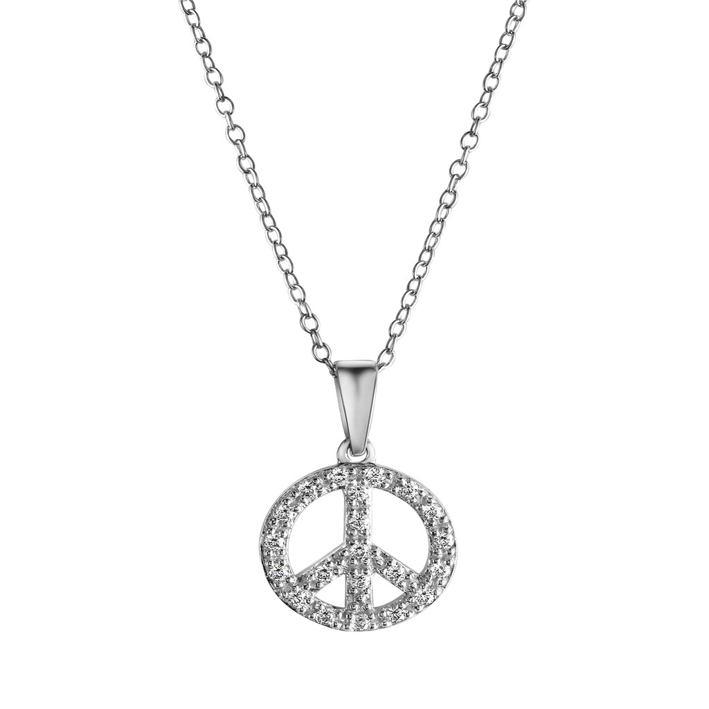 CELESTA Kette mit Anhänger »Boho Peace mit Kette 42+3cm 925 Silber Zirkonia weiss«