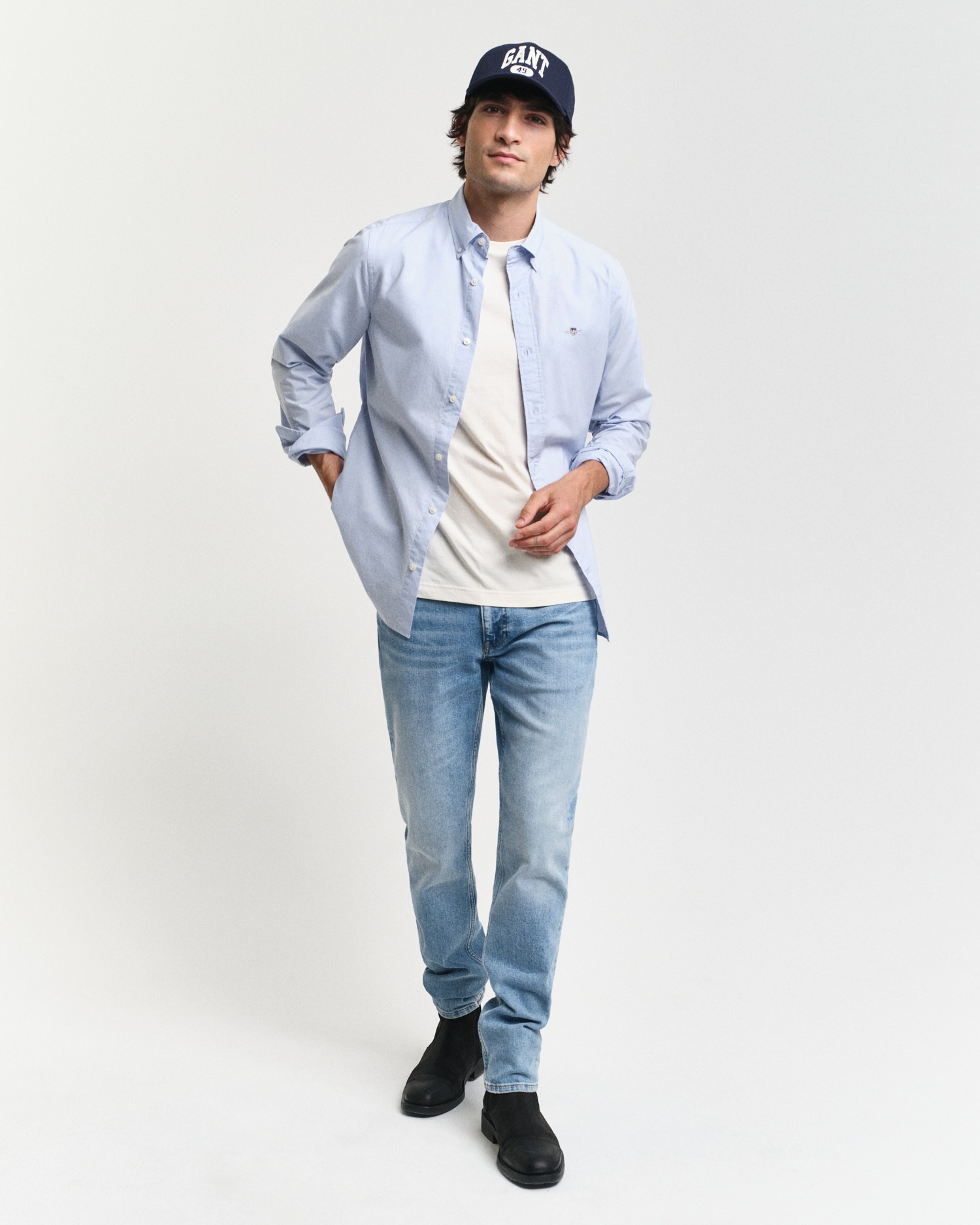 Gant Langarmhemd »Slim Fit Popeline Hemd leichte Baumwolle strapazierfähig pflegeleicht«, mit klassischer Logostickerei auf der Brust