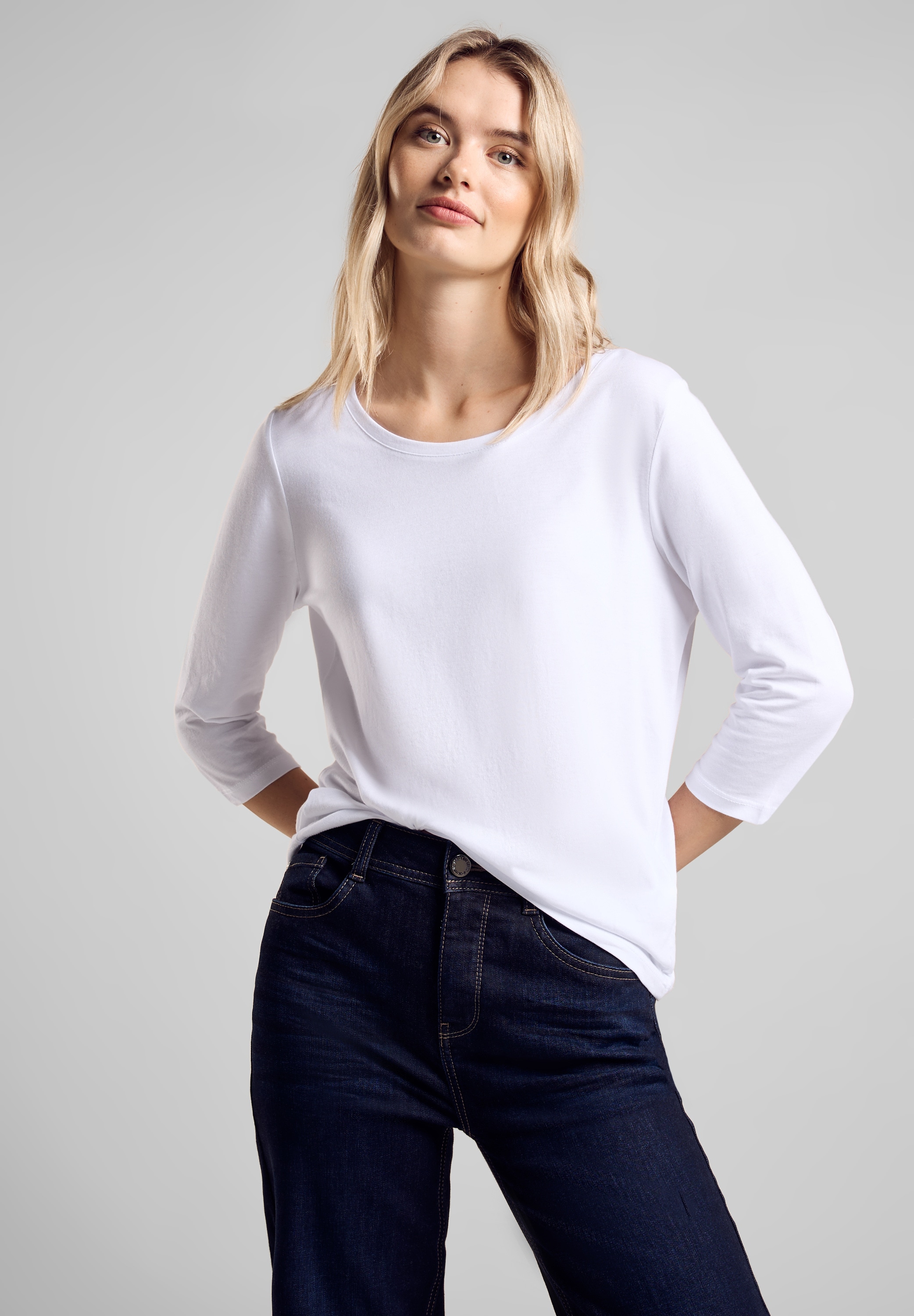 3/4-Arm-Shirt, im soften Baumwoll-Mix