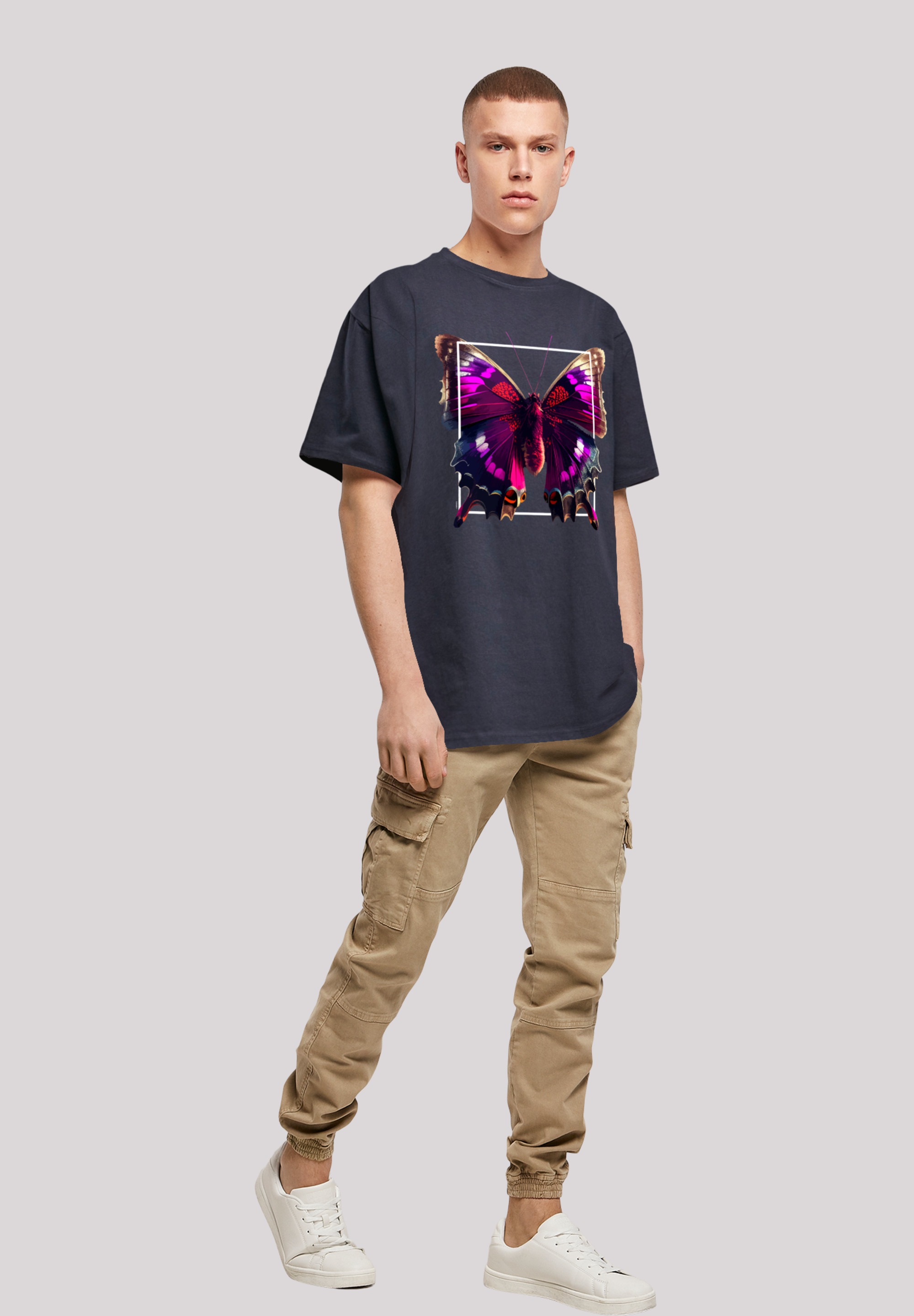 F4NT4STIC T-Shirt »Pink Schmetterling OVERSIZE TEE«, Print