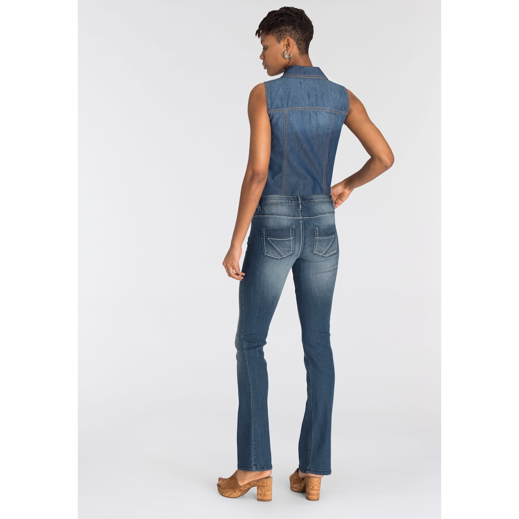 Arizona Bootcut-Jeans »mit Kontrastnähten«, Mid Waist