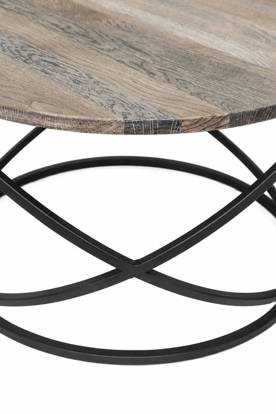 OTTO home Couchtisch »Lugano, Wohnzimmertisch, Sofatisch, Beistelltisch, Kaffeetisch« Runder Tisch (Ø70) aus Wildeiche Natur/Smoke, Metallgestell