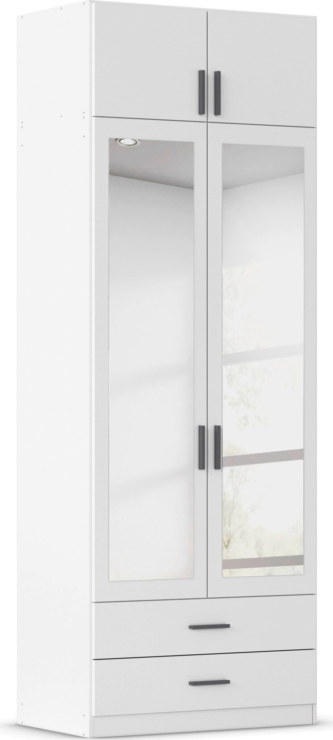 rauch Kleiderschrank "Schrank Garderobe Wäscheschrank GAMMA in 4 Breiten 91-226 cm" 3 verschiedene Ausstattungen BASIC/CLASSIC/PREMIUM (inkl. SOFT-CLOSE), mit Schubladen und Schrankaufsatz sowie Spiegel MADE IN GERMANY
