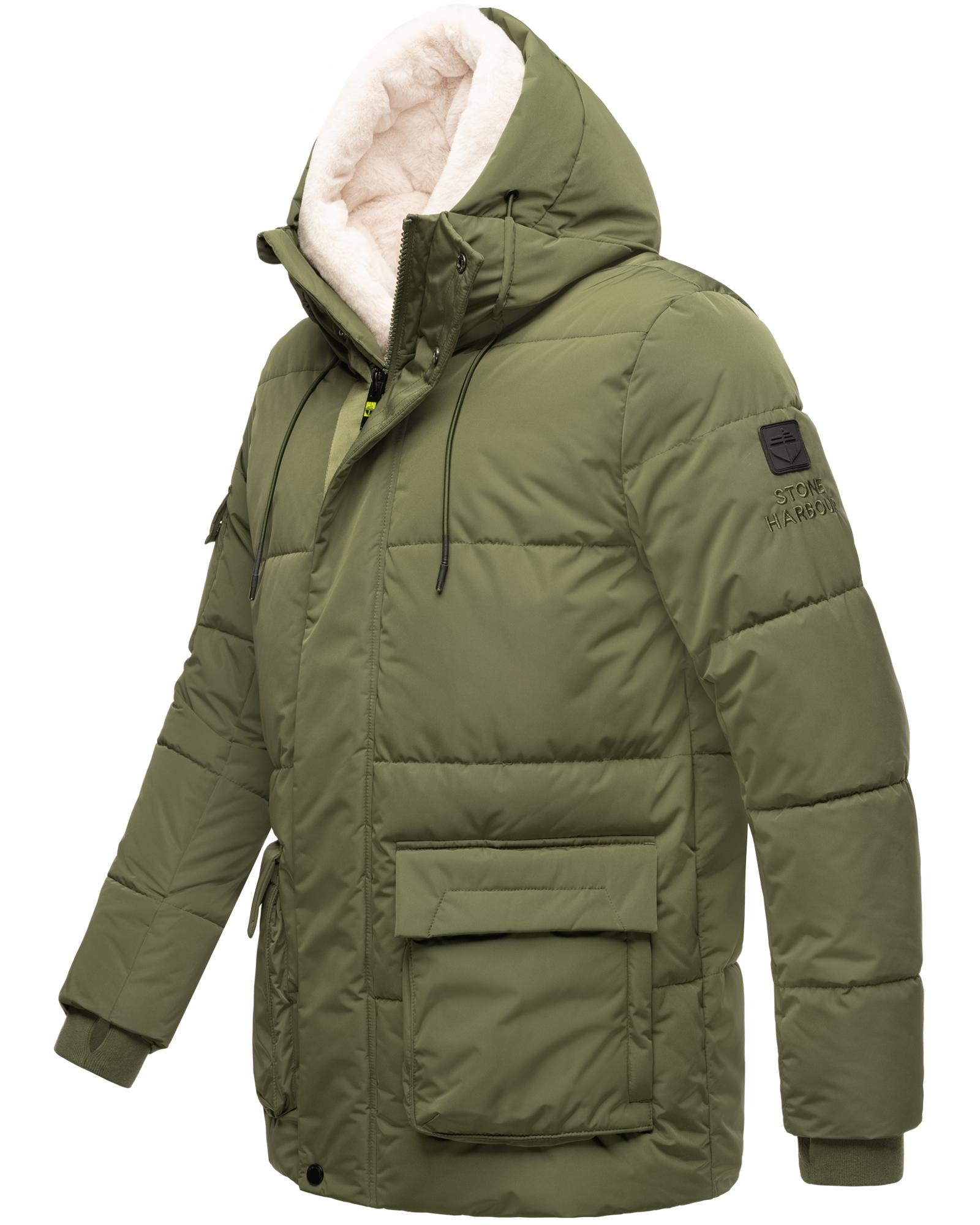 Stone Harbour Winterjacke »Lauroo XX«, mit Kapuze, urbane Herren Steppjacke mit kuscheligem Teddyfleece