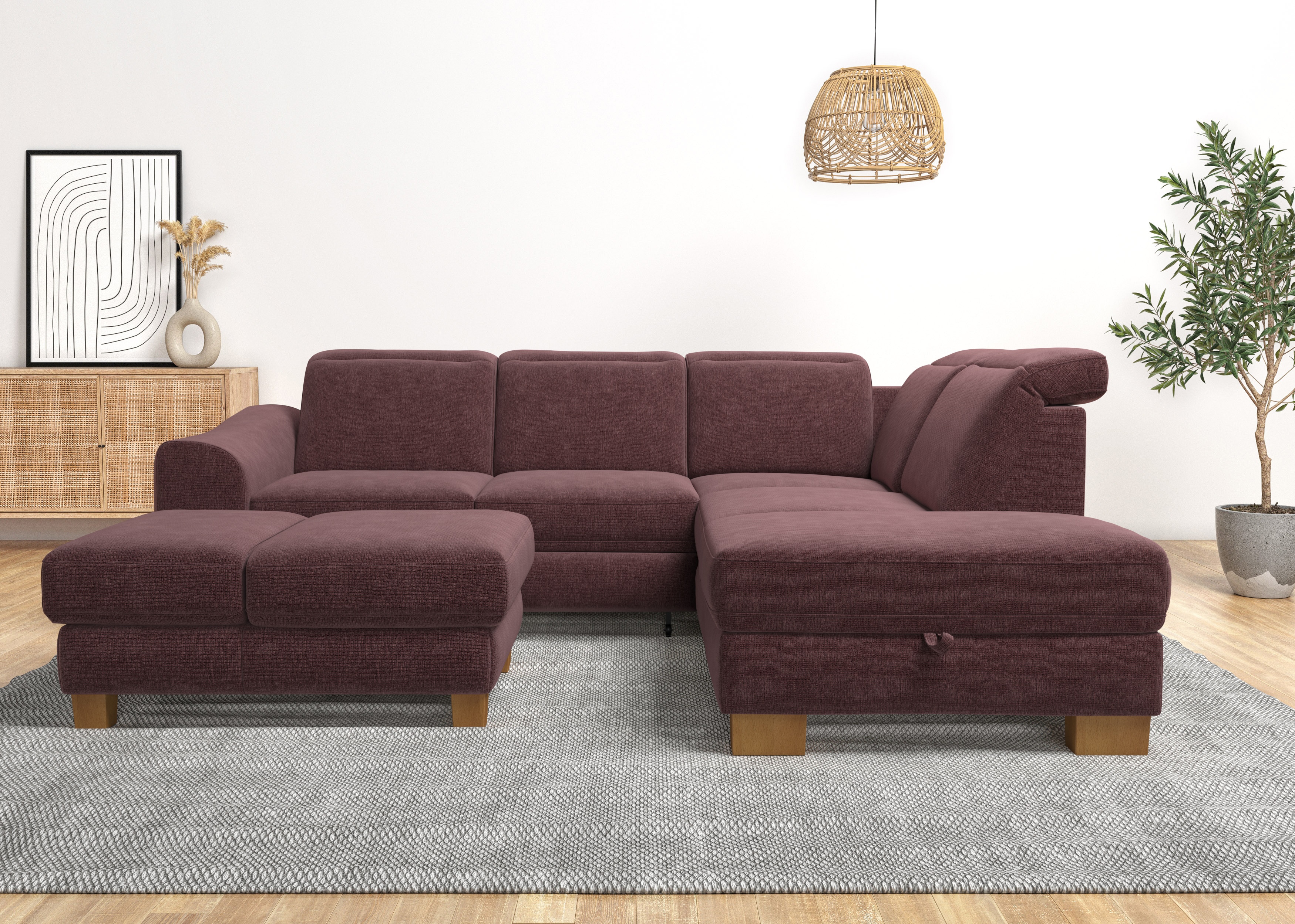 Home affaire Ecksofa "Dundee L-Form" wahlweise mit Kopfteilverstellung und zusätzlich mit Schlaffunktion