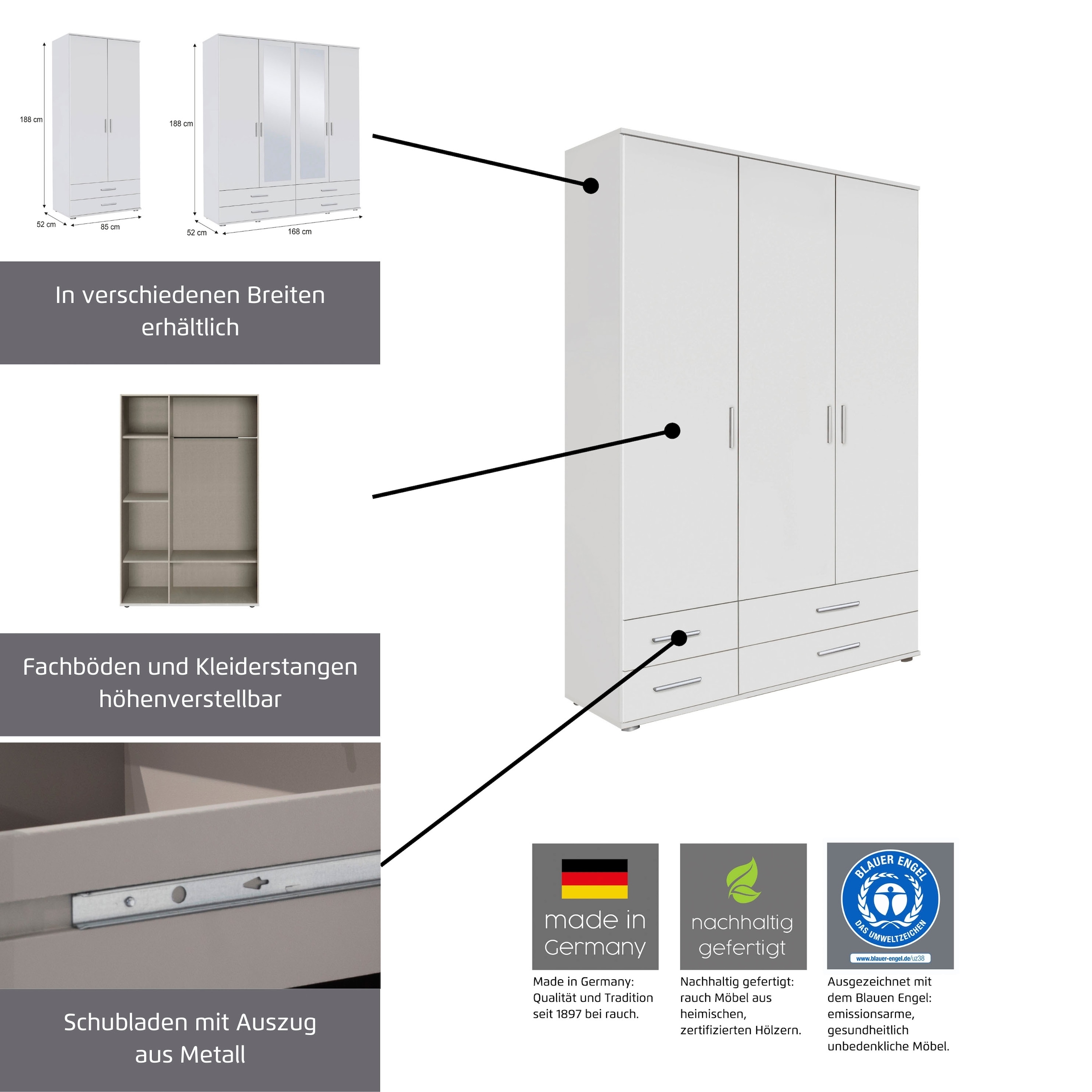 rauch Kleiderschrank »Rasa Bestseller Schrank für jeden Raum«, Schlafzimmerschrank Klassiker Garderobe