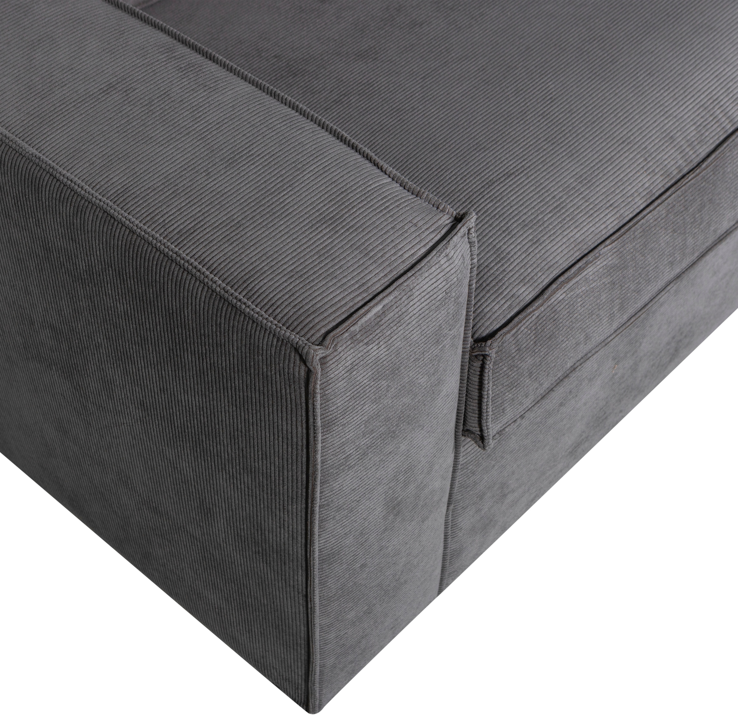 WOOOD Ecksofa »Thomas Rechts Bezug mit Steppnaht, H 92 x B 283 x D 197 cm« Ripsstoff, Sehr hohe Verschleißfestigkeit, Kunststoffbeine
