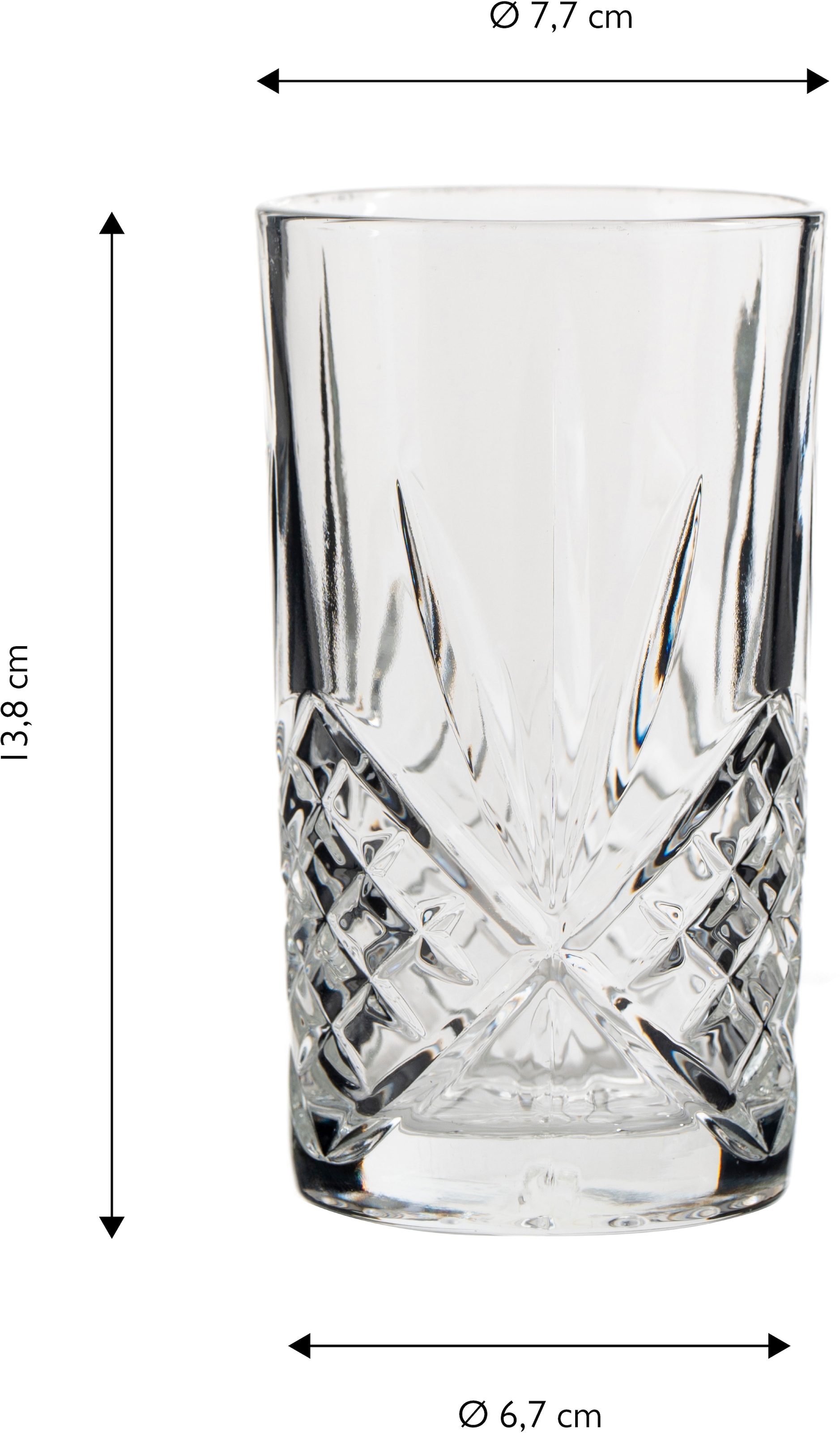 ECHTWERK Longdrinkglas »Highball-Gläser Set, 350ml«, (Set, 6 tlg.), mit Schliffoptik und Reliefstruktur