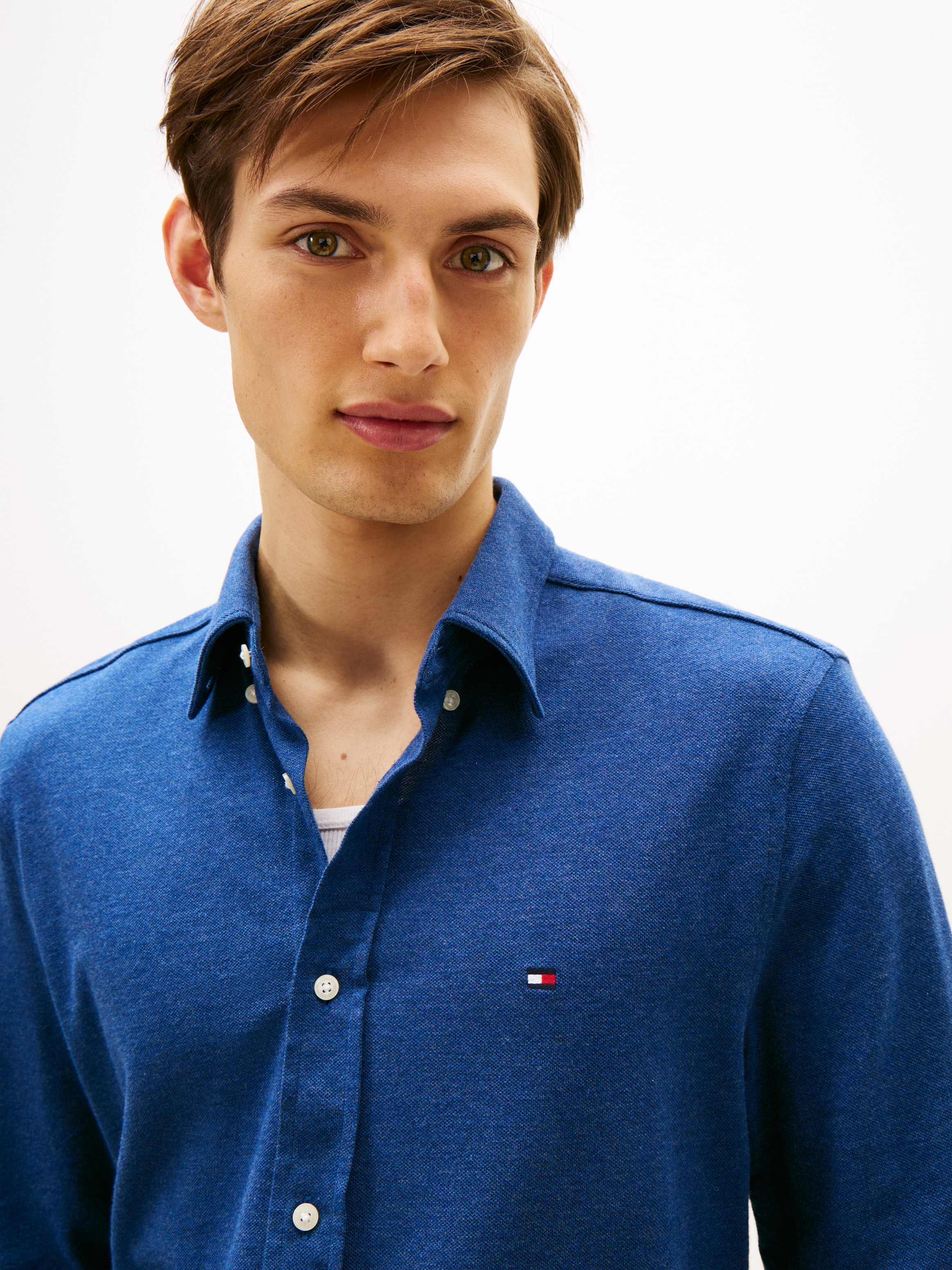 Tommy Hilfiger Langarmhemd »KNIT PIQUE FEATHERWEIGHT«