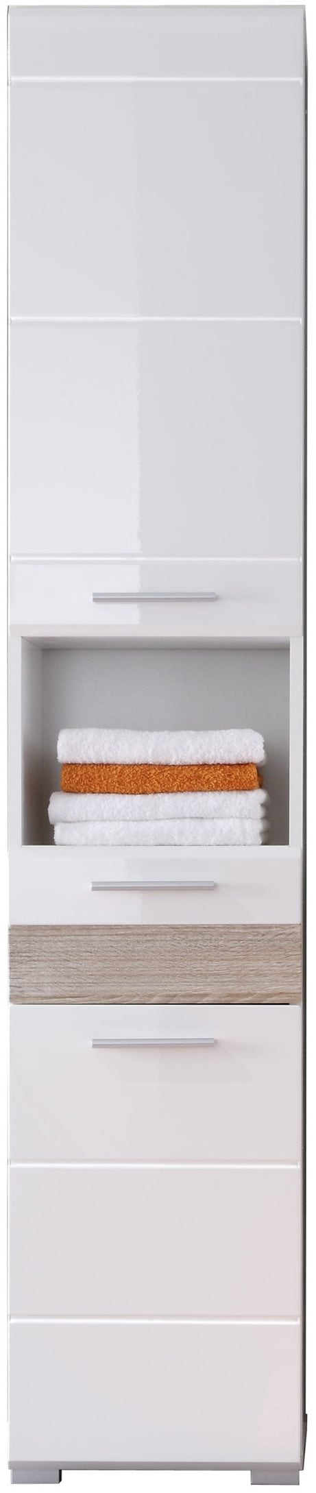 welltime Hochschrank "Marbella", Hochschrank mit Absetzung Eiche - (B/T/H) günstig online kaufen