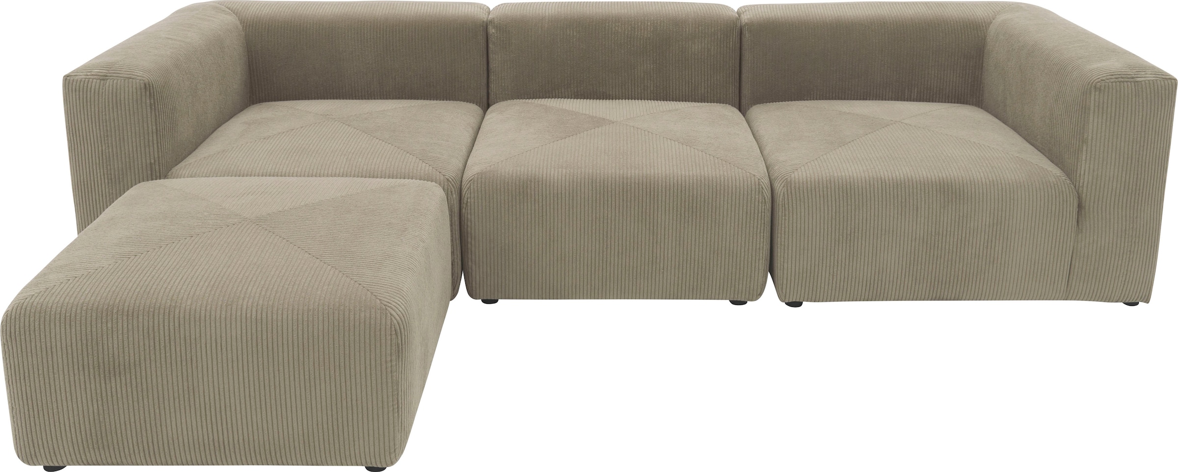 RAUM.ID Ecksofa »Gerrid L-Form«, Cord-Bezug, Modulsofa, bestehend aus Eck- und Mittelelement + Hocker