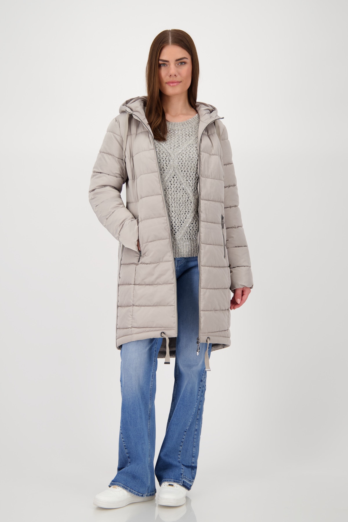 Monari Steppmantel "Mantel Stepp + Streifen", Mit Rundhalsausschnitt günstig online kaufen