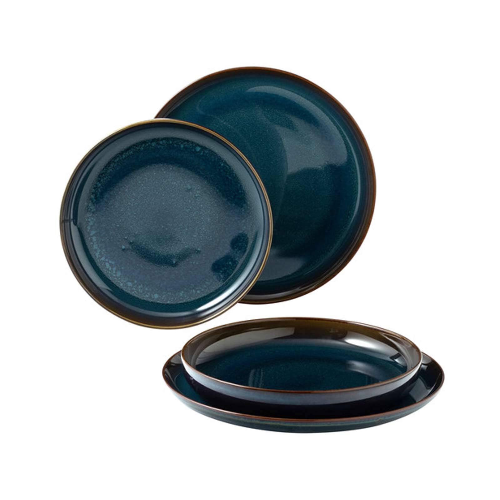 like. by Villeroy & Boch Geschirr-Set »Tafel-Set Crafted Denim 4er Set dunkelblau« Spülmaschinenfest, Mikrowellensicher
