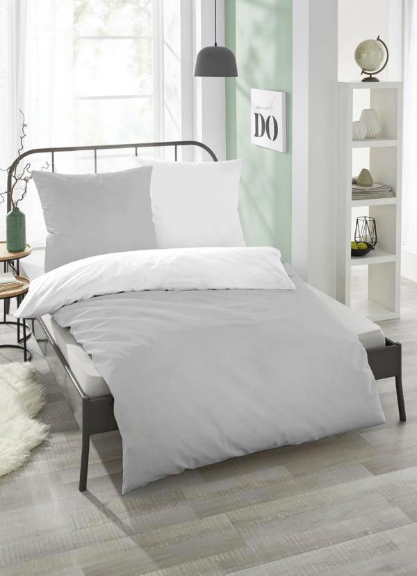 Castell Wendebettwäsche »Uni-Microfaser-Satin«, (2 tlg.), hautsympathische Microfaser Satin Qualität, 100% Polyester, Bett- und Kopfkissenbezug mit Reißverschluss, pflegeleicht, mit feinem Glanz, samtig weicher Stoff
