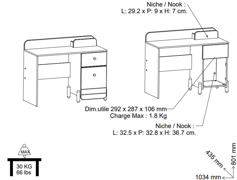 Demeyere GROUP Schreibtisch »Edaj«, Schreibtisch 1 Schublade 1 Tur