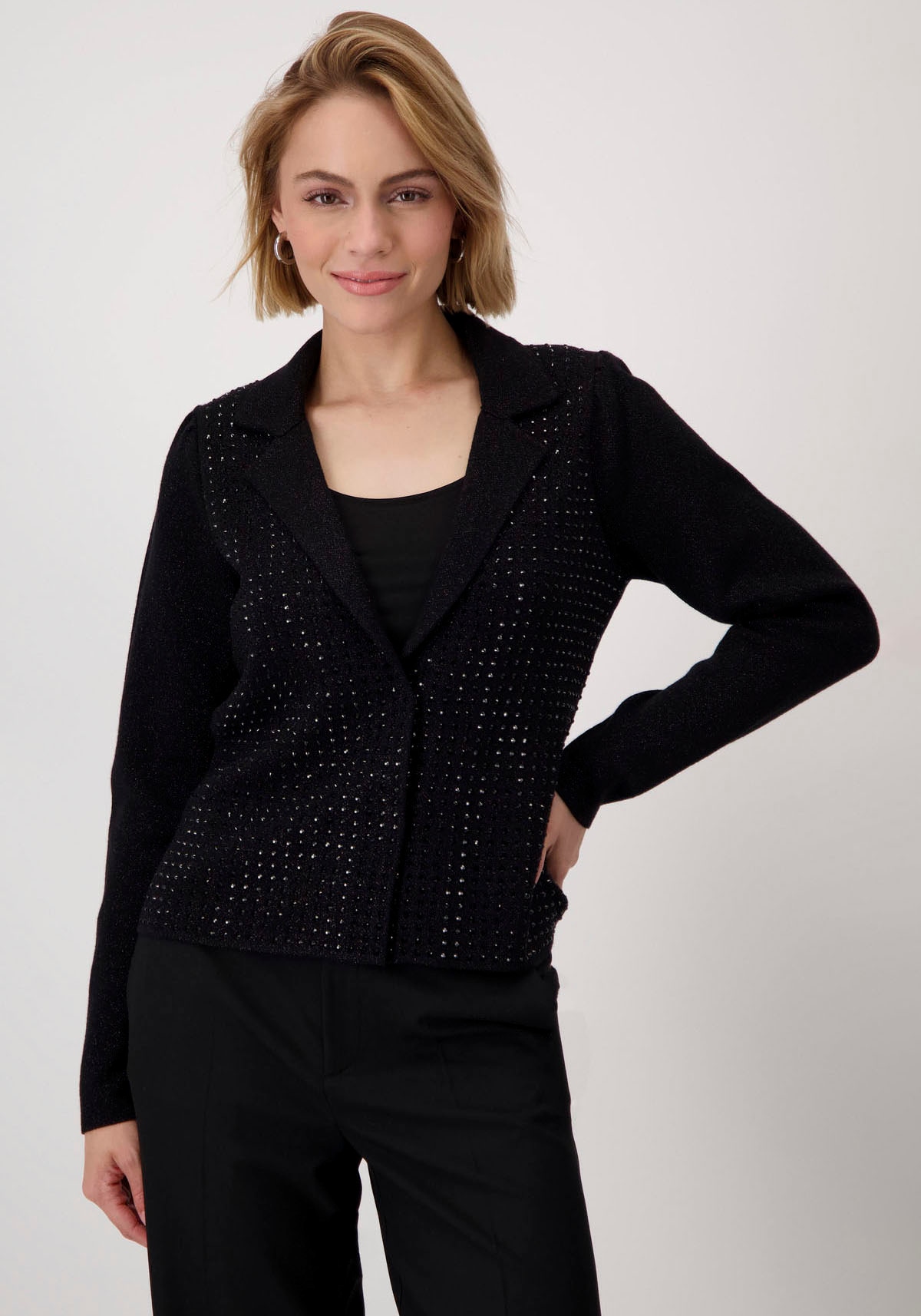 Strickjacke »Jacke Strickblazer Nieten«, verdeckte Knopfleiste, gepolsterte Schulter,...