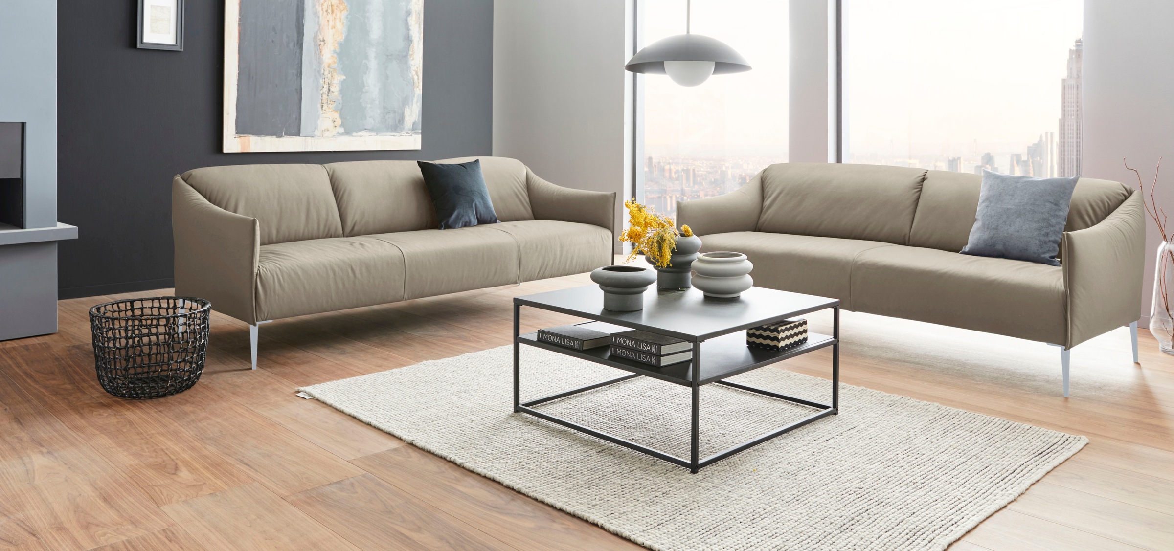 W.SCHILLIG 2,5-Sitzer »sally« mit Metallfüßen in Silber matt, Breite 194 cm