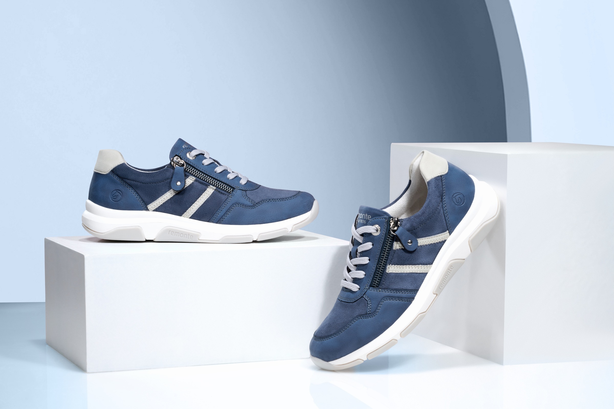 Keilsneaker REMONTE, Damen, Gr. 42, blau (jeansblau, hellgrau), Lederimitat, Textil, Schuhe, Freizeitschuh, Halbschuh, Schnürschuh in veganer Verarbeitung 3