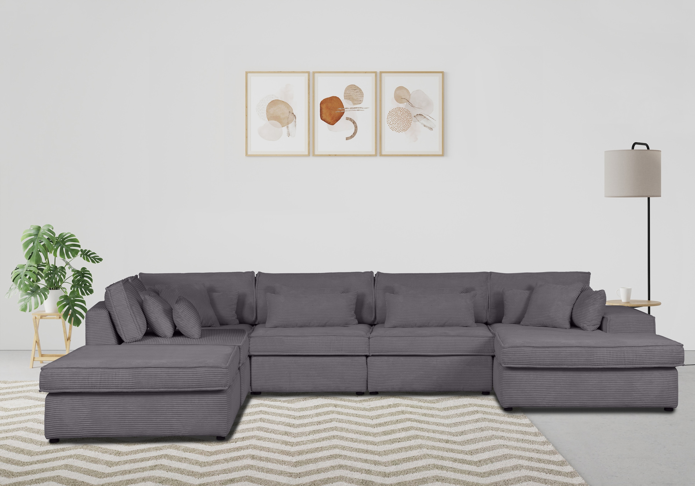 OTTO home Wohnlandschaft "Florid U-Form" 6 Teile, bestehend aus Modulen, viele Bezugsqualitäten, auch in Cord