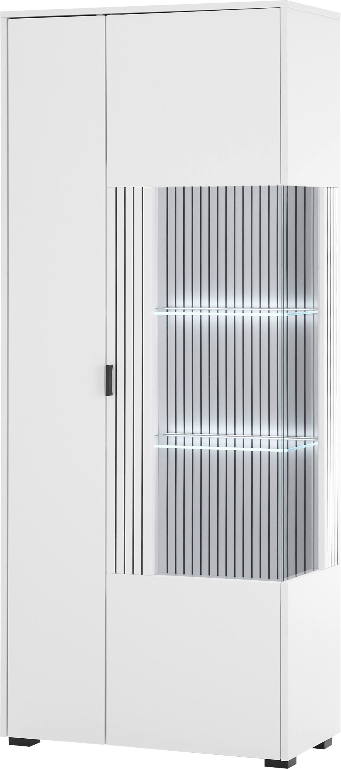 INOSIGN Vitrine »Hudson, Stauraumvitrine«, in moderner Trendfarbe, Griffe aus Metall (Schwarz), Höhe 180 cm